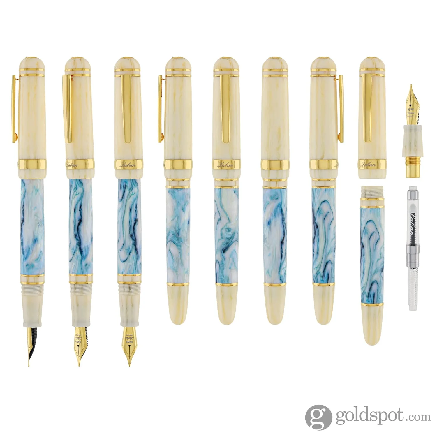 Laban 325 Glacier Cream Abalone Fountain Pen in Teal - Image 8