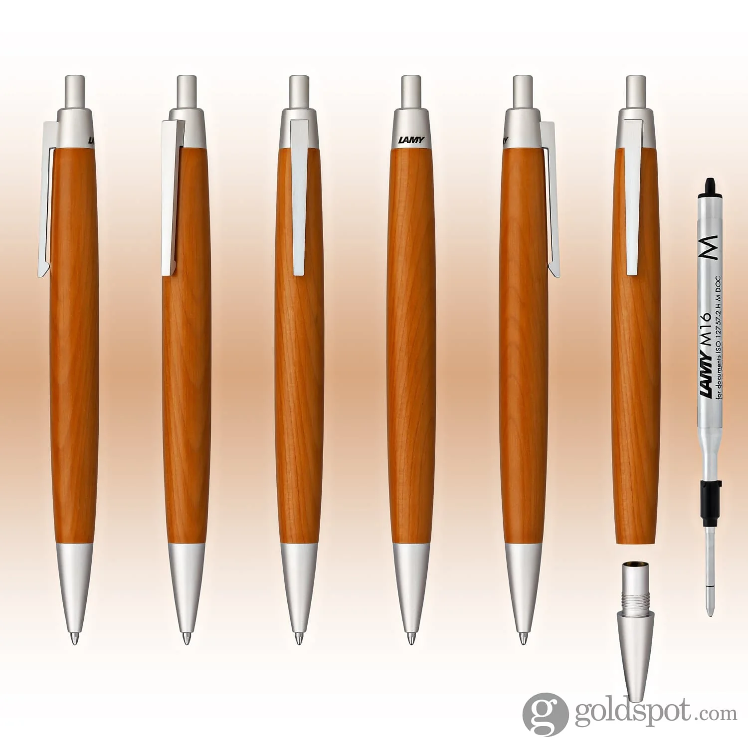 Lamy 2000 Taxus Ballpoint - Wooden Golden Brown with Silver Trim - Image 7