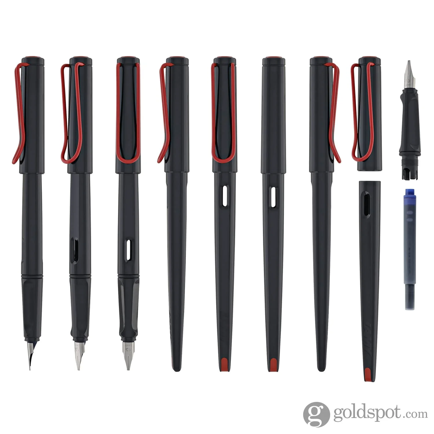 Lamy Joy Calligraphy Fountain Pen in Shiny Black with Red Clip - Image 8
