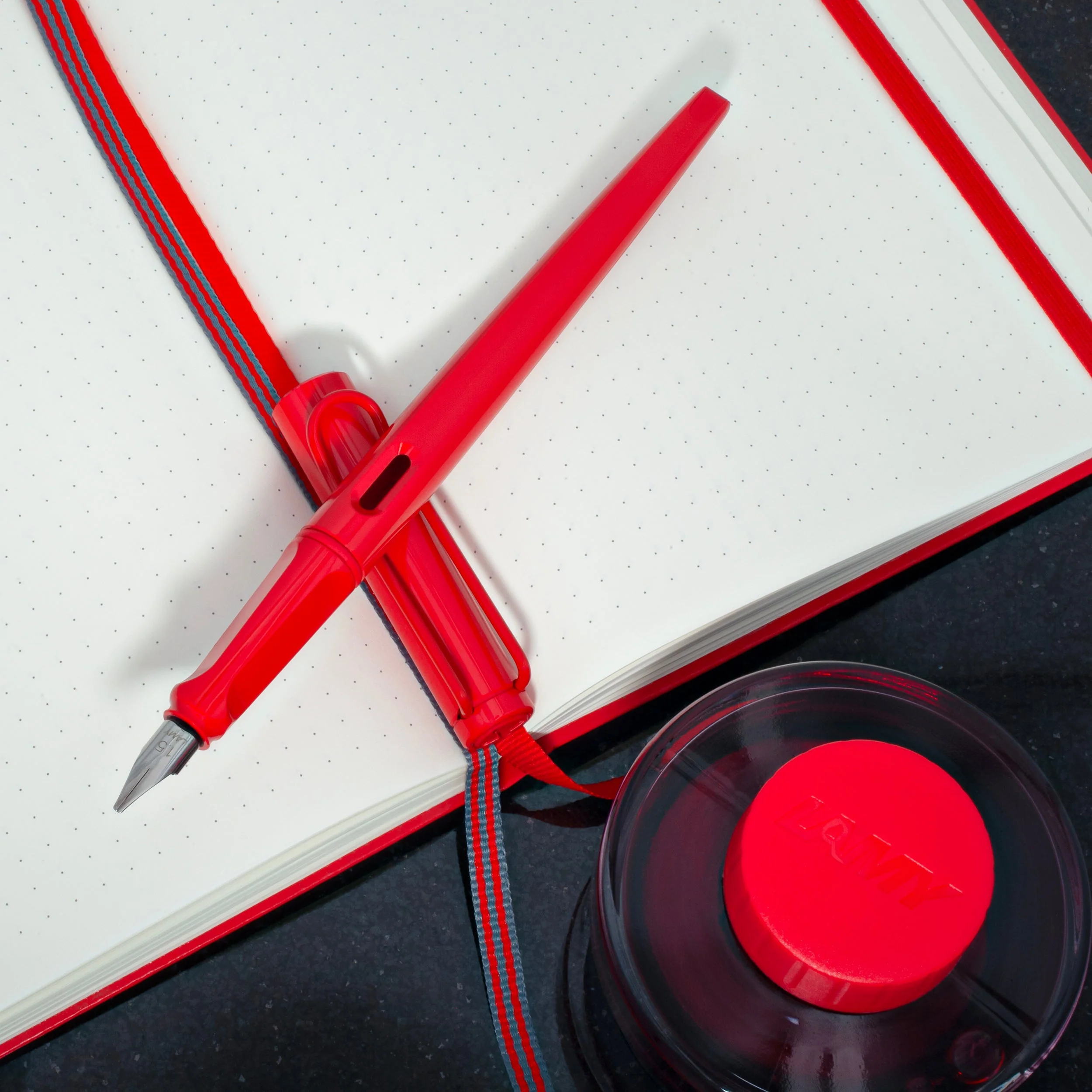 Lamy Joy Calligraphy Fountain Pen in Strawberry with Red Clip - 1.5 mm Stub Nib - Image 11