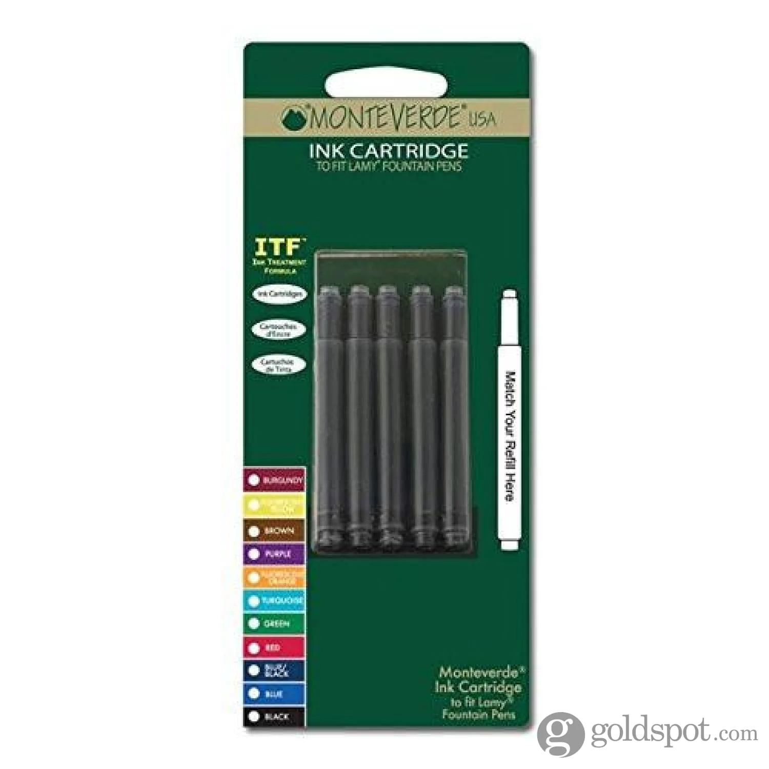 Lamy Fountain Ink Cartridges in Green by Monteverde - Pack of 5 - Image 2