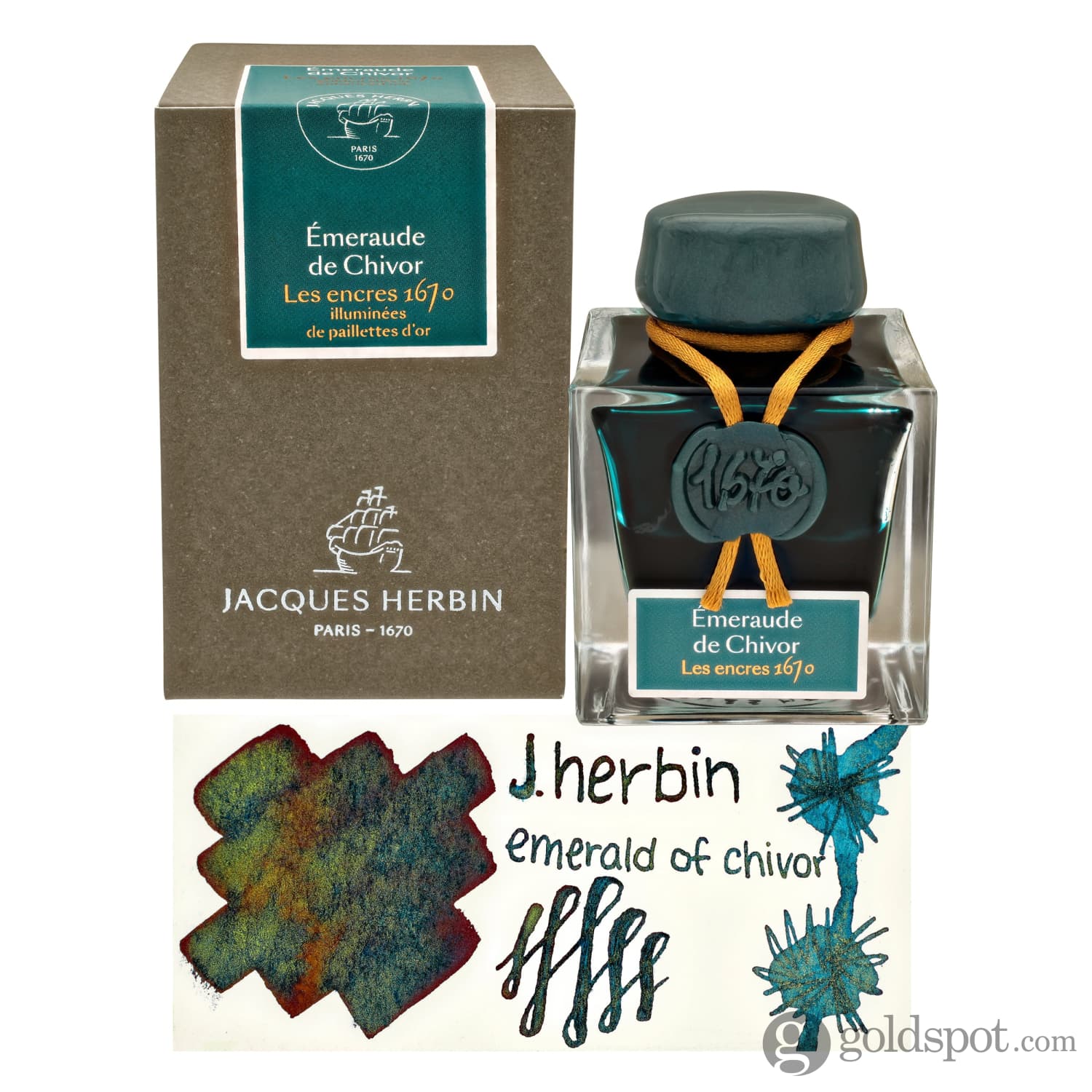 Lamy Safari Fountain Pen in Apple Green & J. Herbin Emerald of Chivor Combo - Image 3