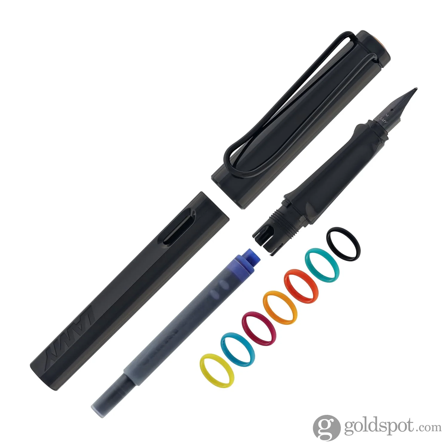 Lamy Safari Fountain Pen In All Black Multi Ring Set Special Edition - Image 8