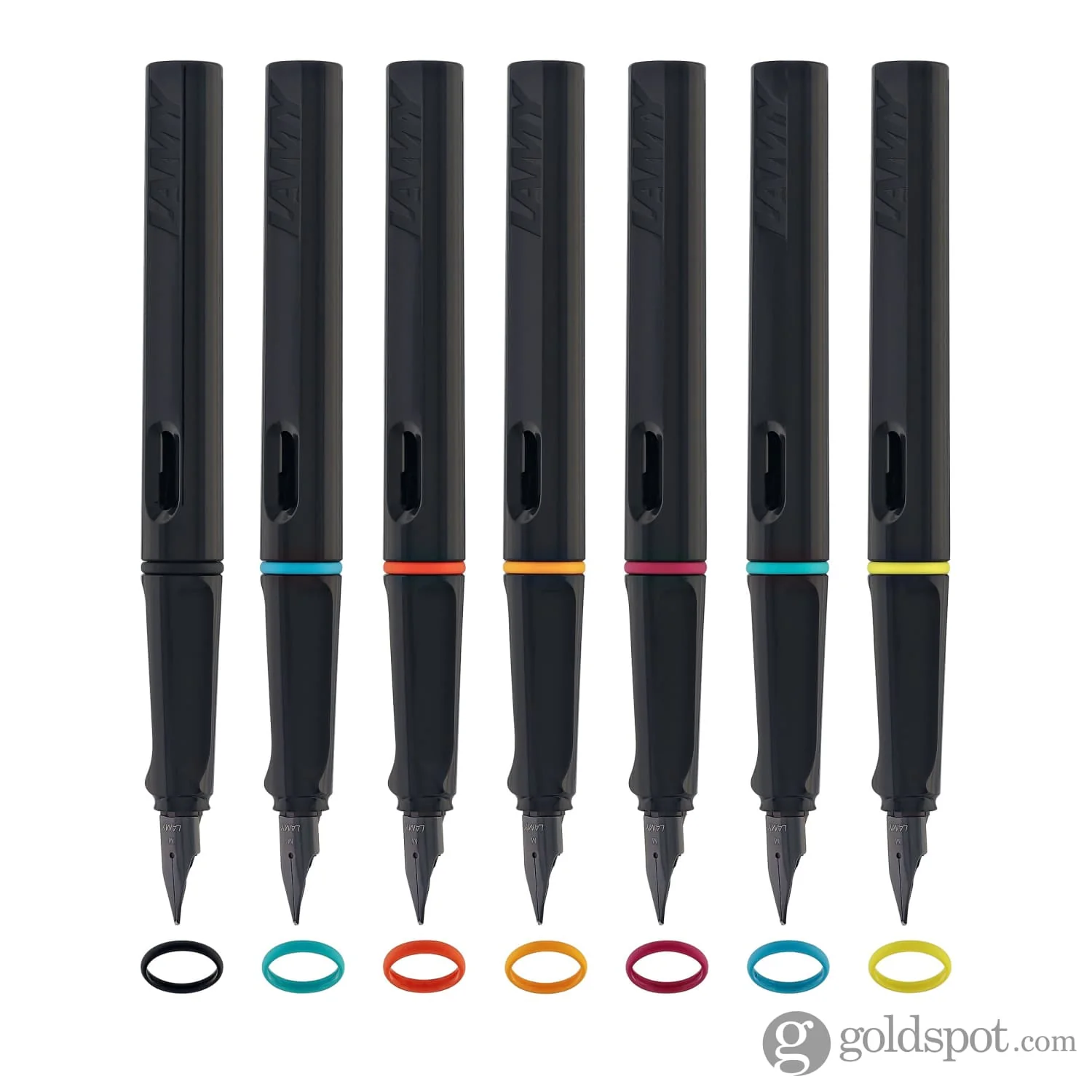 Lamy Safari Fountain Pen In All Black Multi Ring Set Special Edition - Image 9