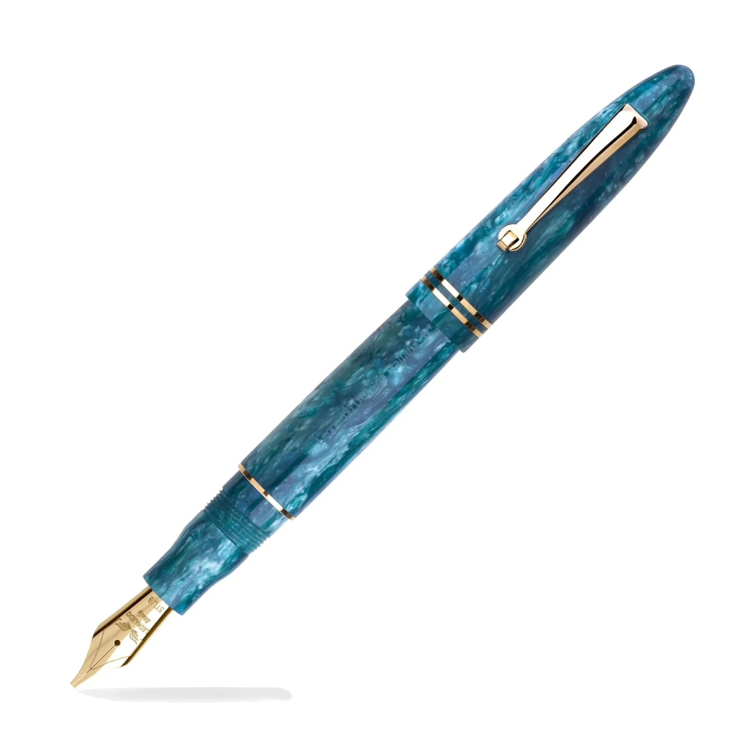Leonardo Furore Fountain Pen in Emerald Blue with Gold Trim