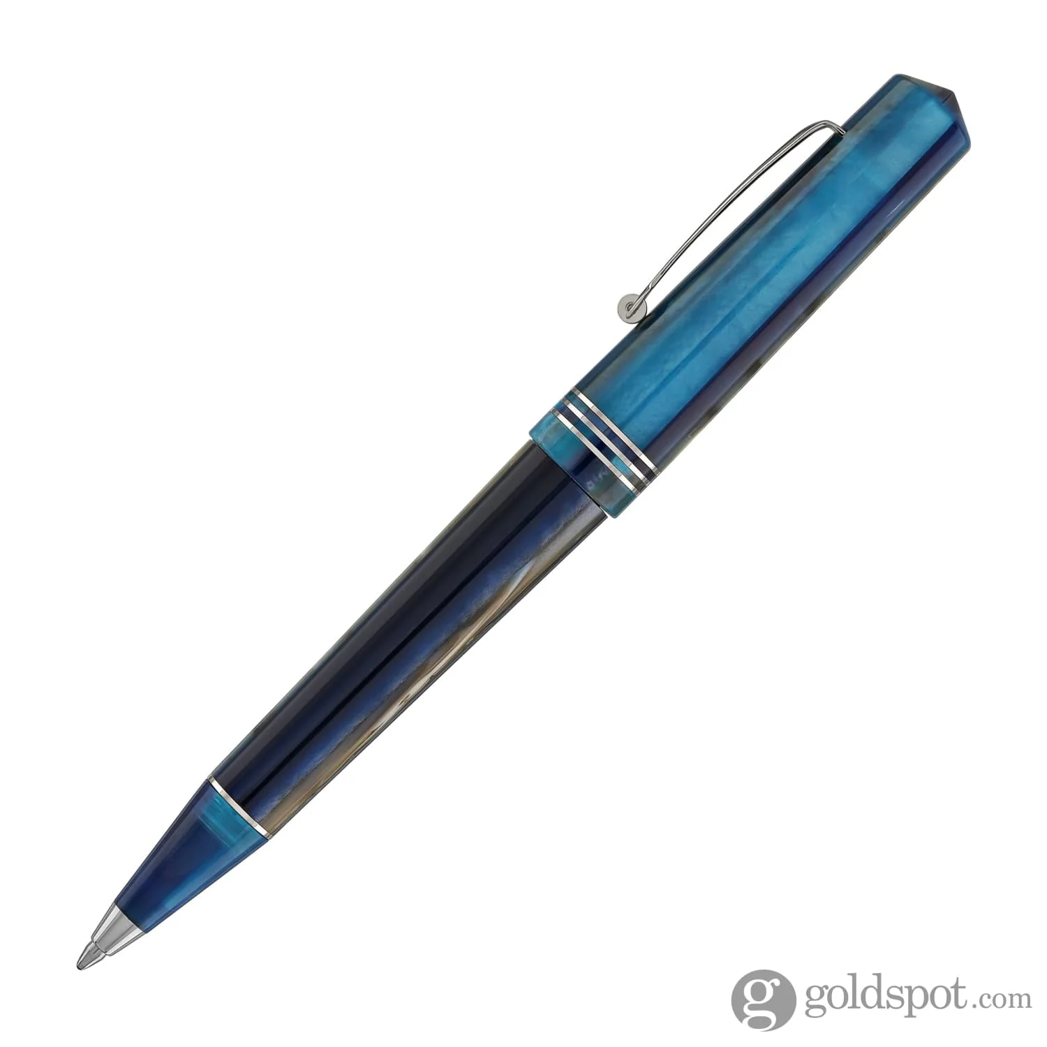 Leonardo Momento Zero Ballpoint Pen in Blue Hawaii Silver Trim - Image 3