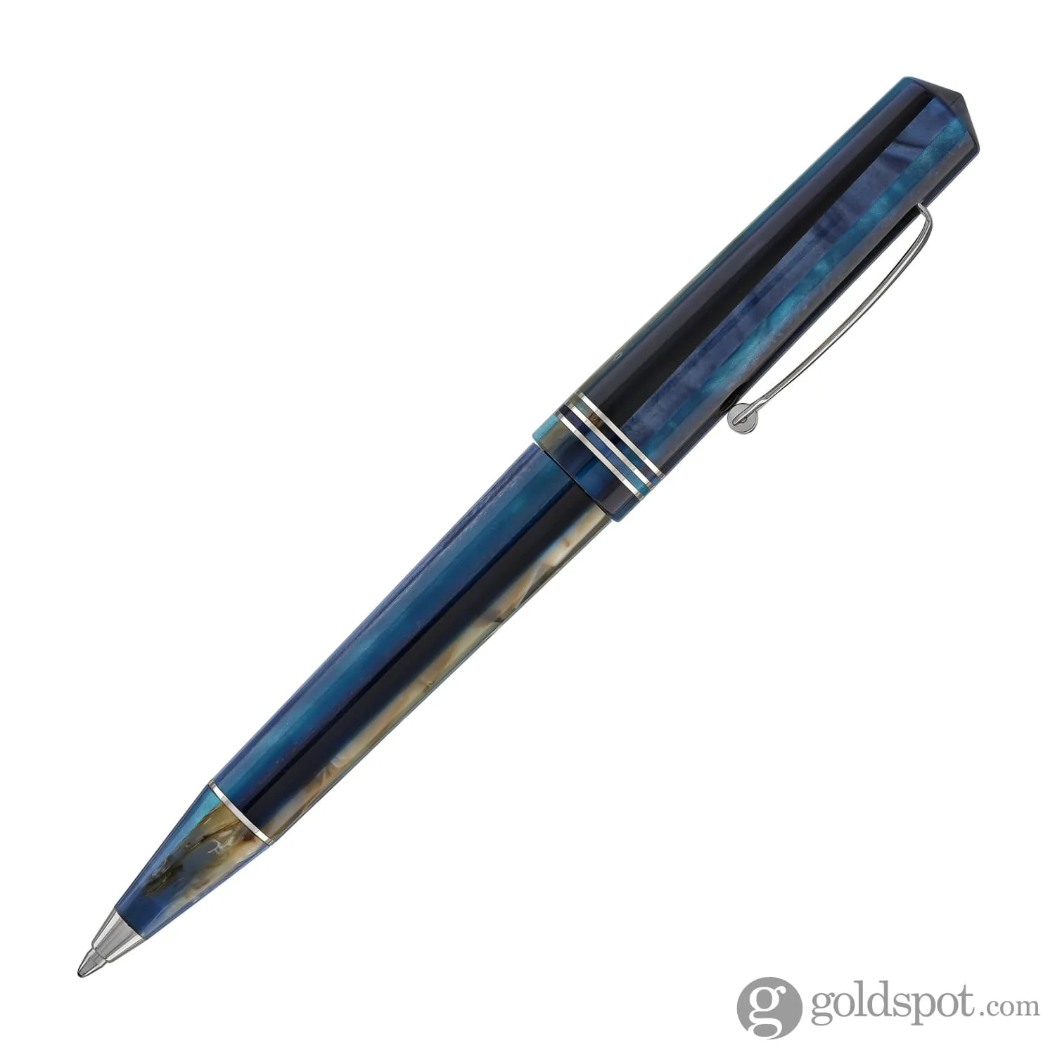 Leonardo Momento Zero Ballpoint Pen in Blue Hawaii Silver Trim - Image 4