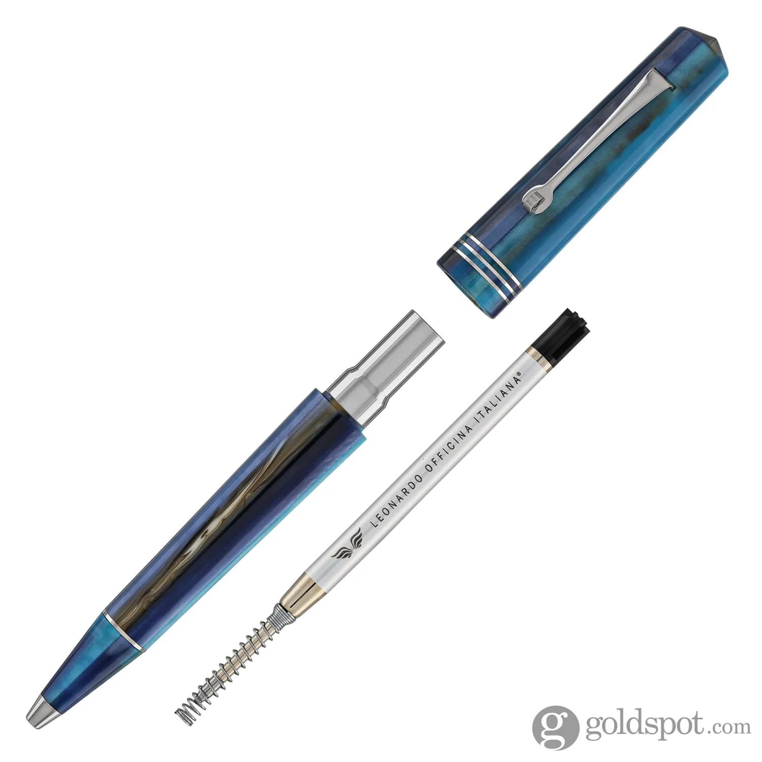 Leonardo Momento Zero Ballpoint Pen in Blue Hawaii Silver Trim - Image 5