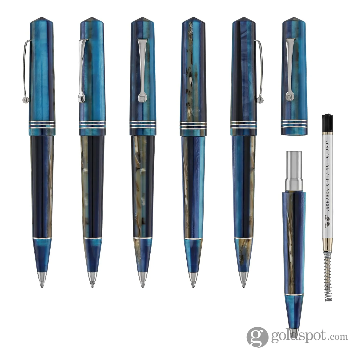 Leonardo Momento Zero Ballpoint Pen in Blue Hawaii Silver Trim - Image 6