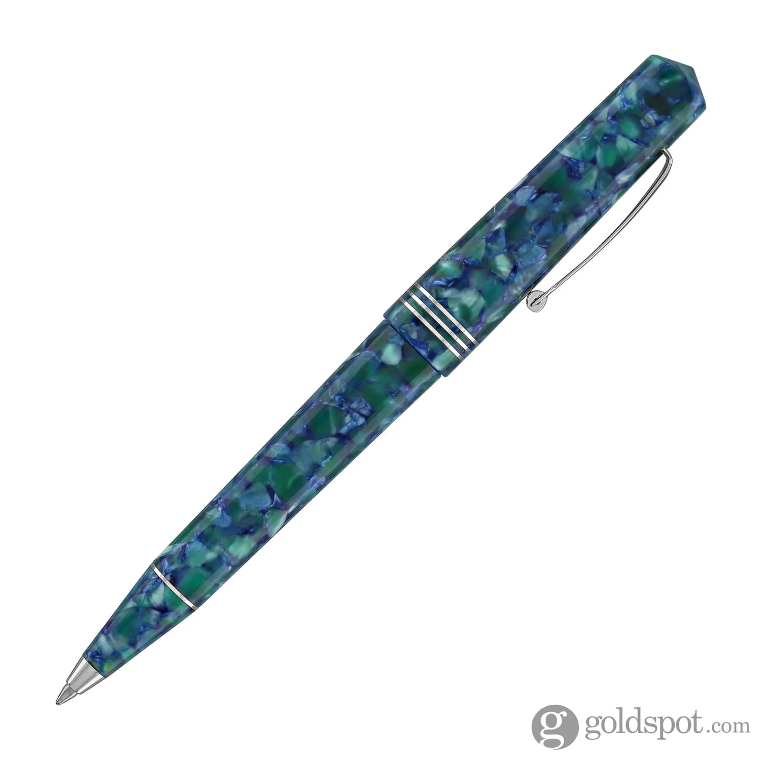 Leonardo Momento Zero Ballpoint Pen in Green & Blue Silver Trim - Image 4