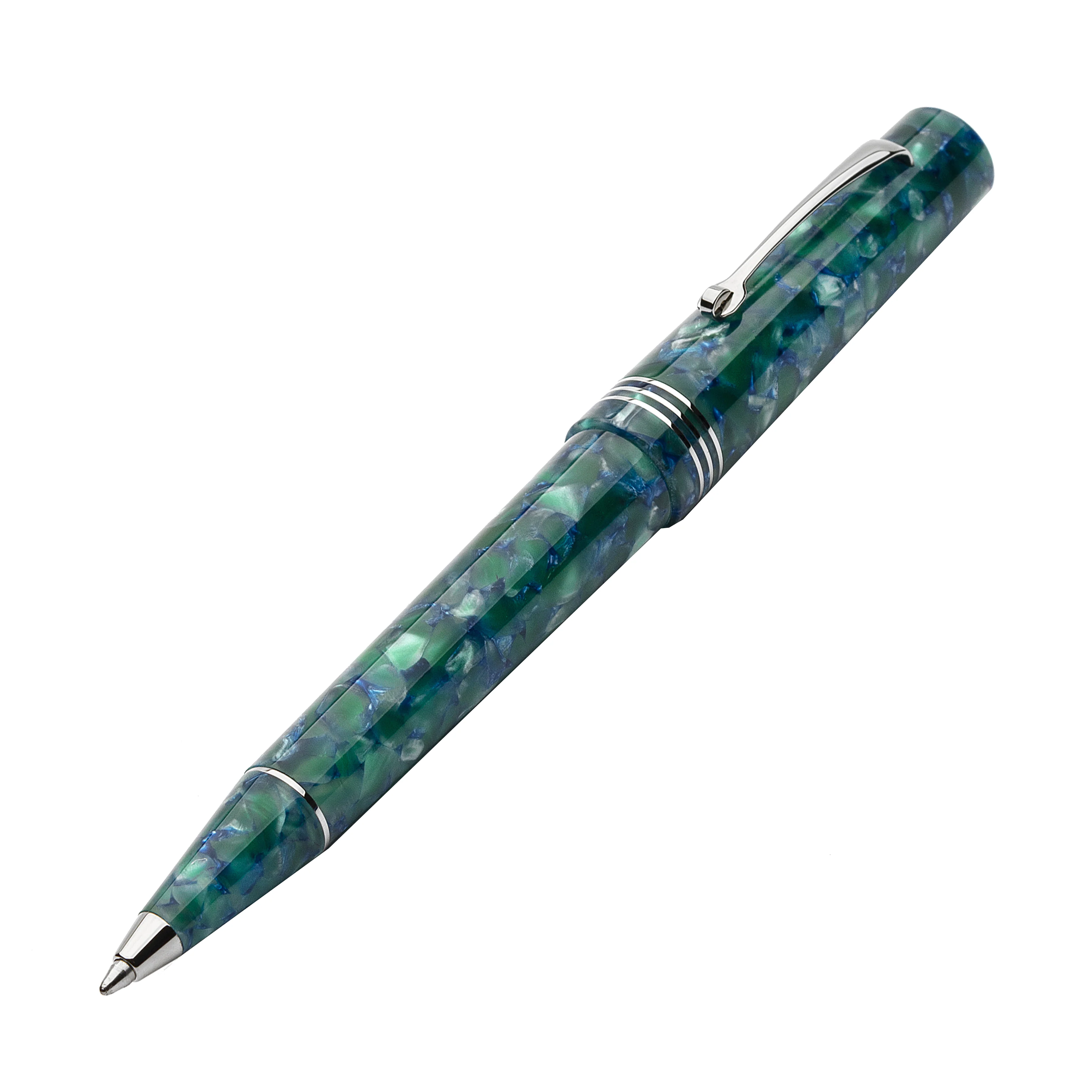 Leonardo Momento Zero Ballpoint Pen in Green & Blue Silver Trim - Image 7