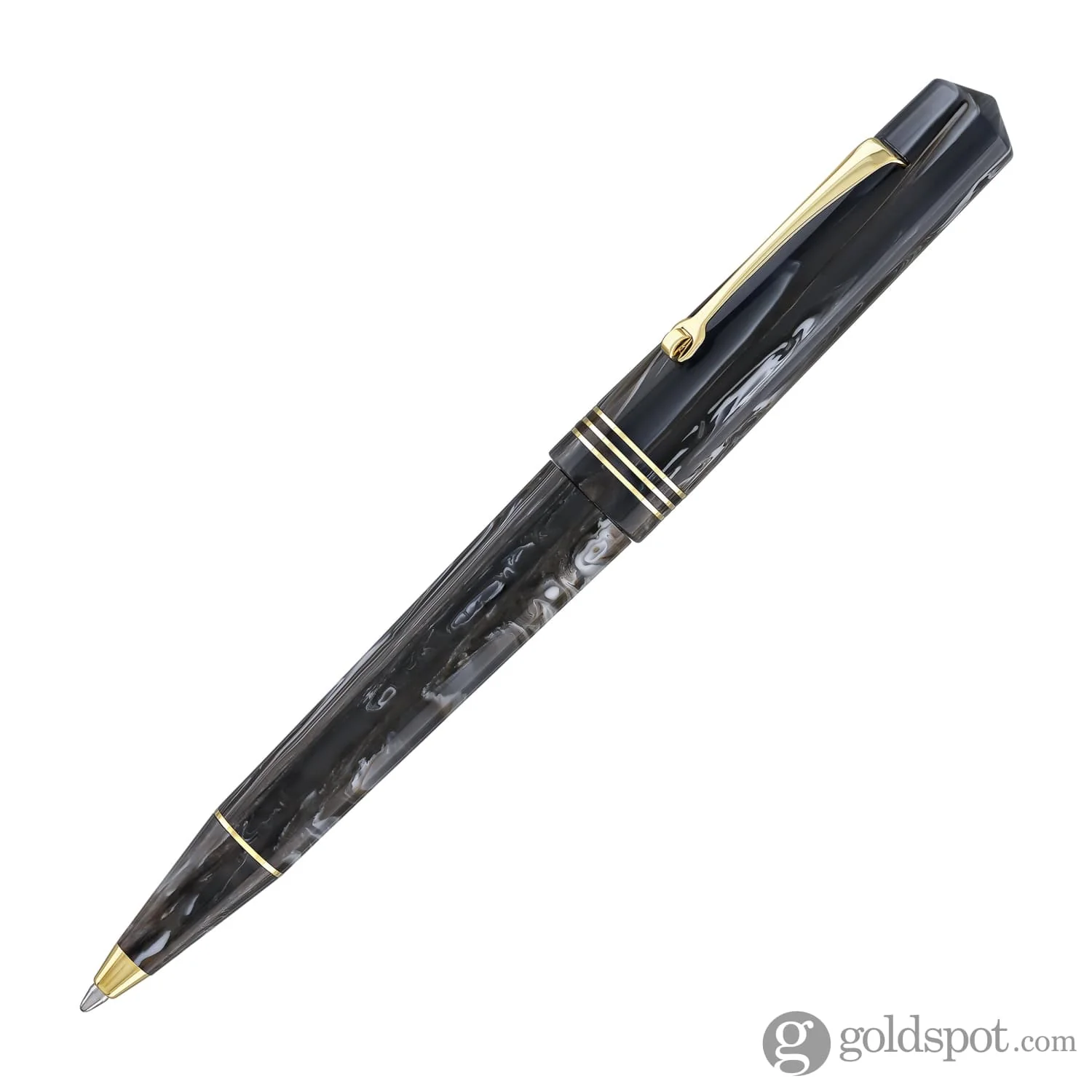 Leonardo Momento Zero Ballpoint Pen in Horn Gold Trim - Image 2