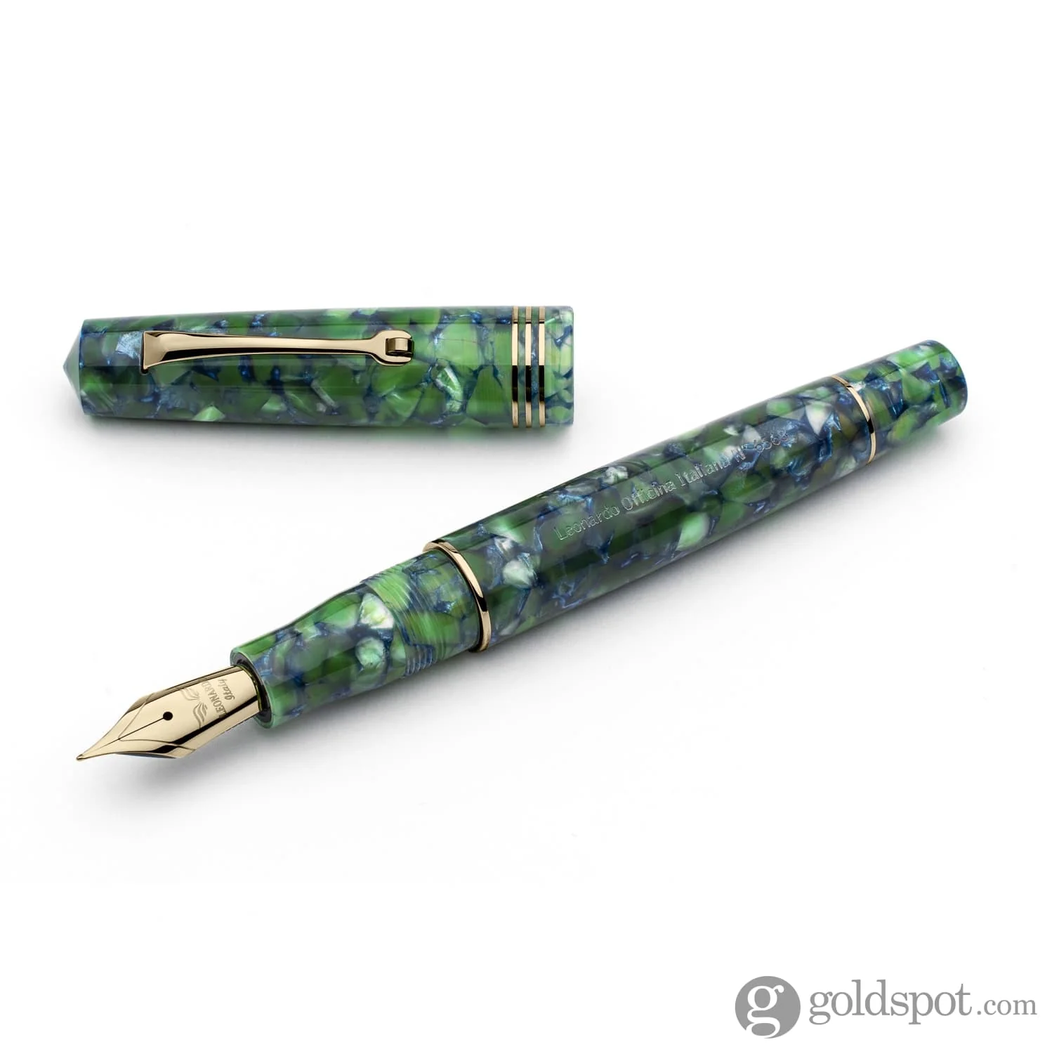 Leonardo Momento Zero Fountain Pen in Iride Green Blue 2021 with Gold Trim - Image 4
