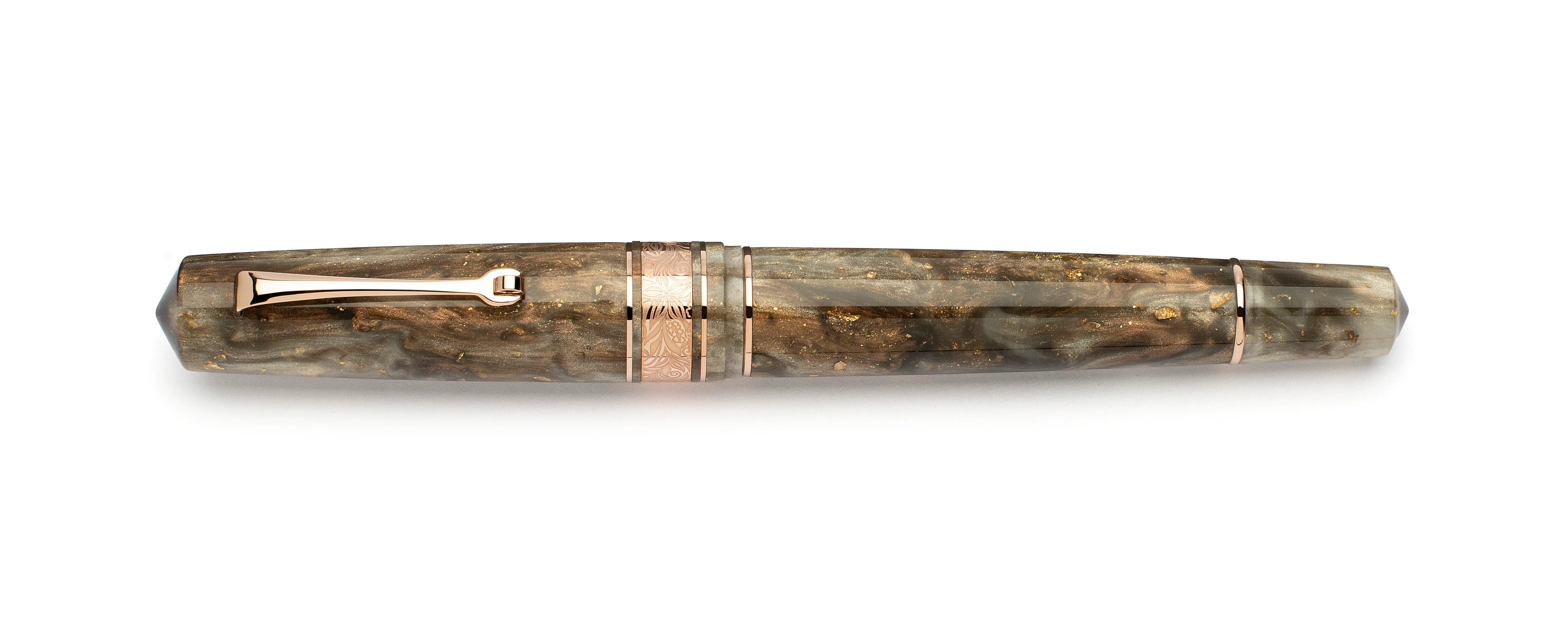 Leonardo Momento Zero Grande 2.0 Fountain Pen in Cosmos Chocolate Flower with Rose Gold Trim No. 6 Nib - Image 3