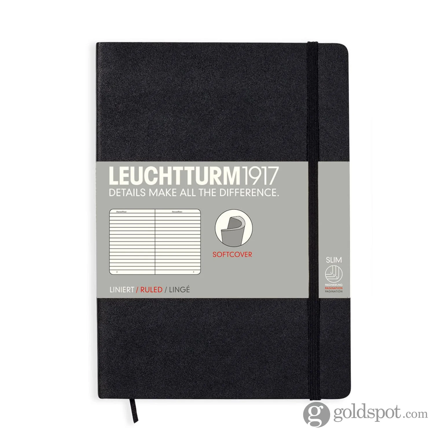 Leuchtturm 1917 Ruled Softcover Lined Notebook in Black - A5 - Image 6