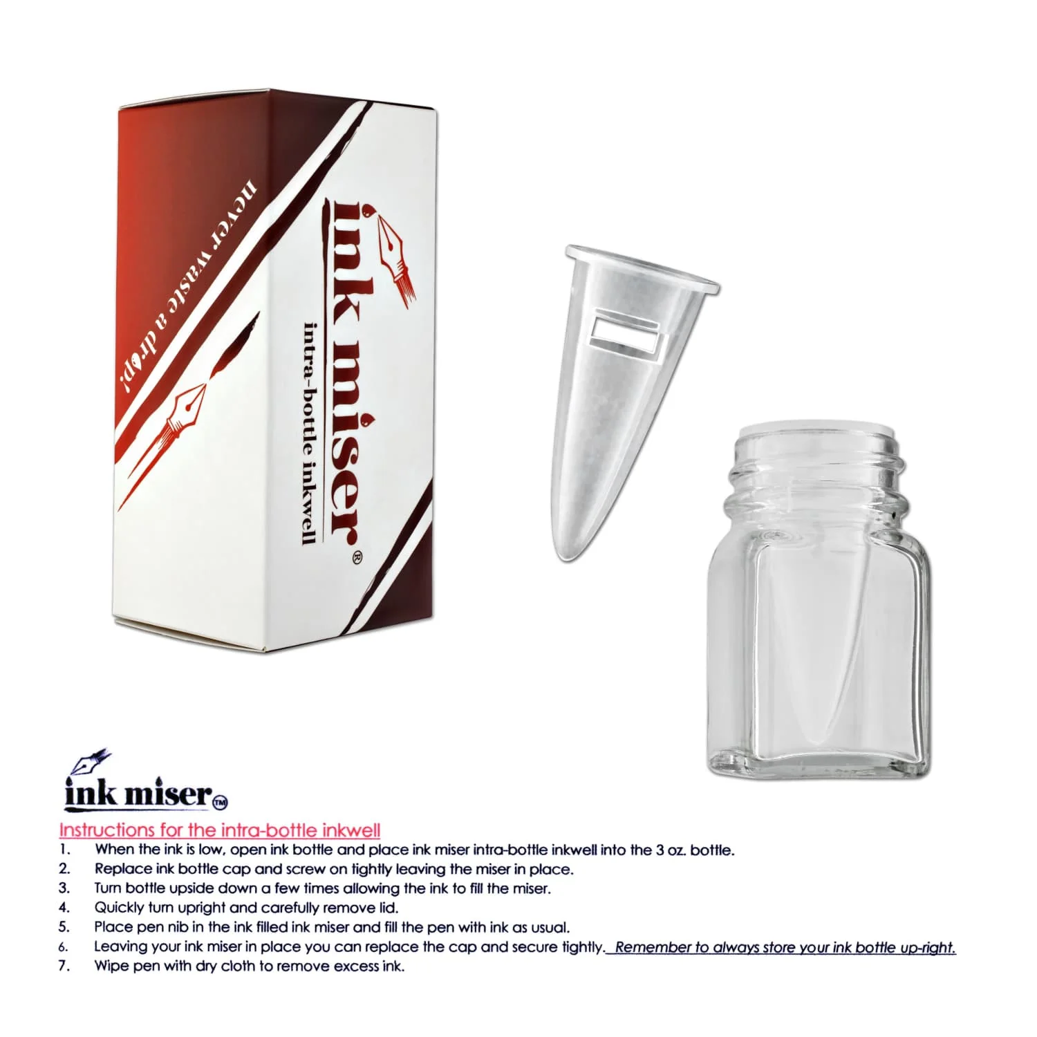 Ink Miser Intra Bottle Inkwell in Clear