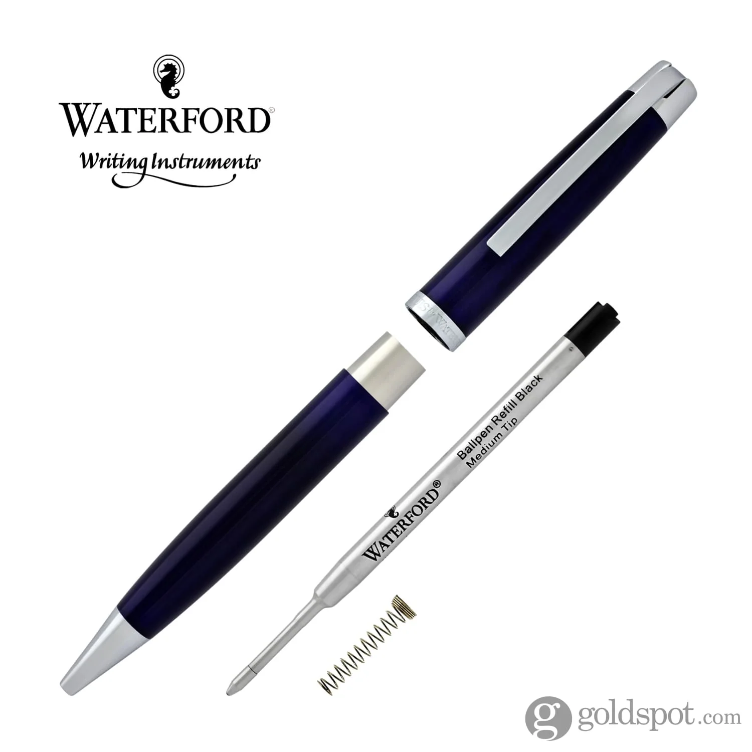 Waterford Marquis Metro Ballpoint Pen in Blue with Chrome Trim - Image 4