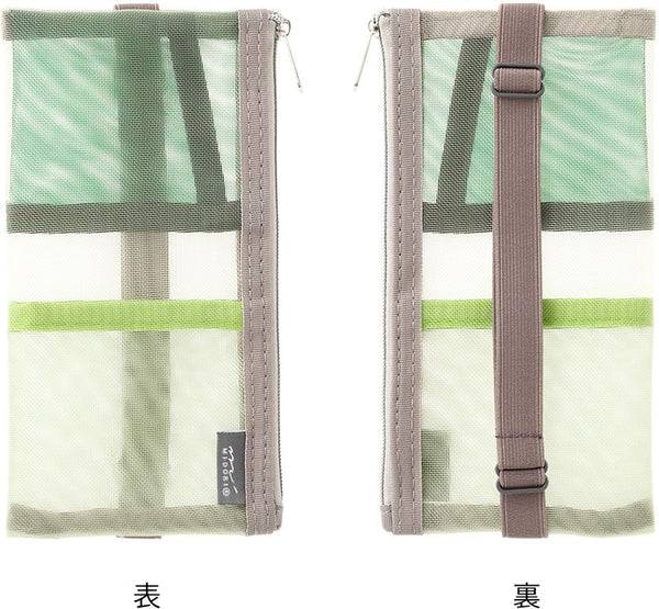 Midori Book Band Pen Case for B6 to A5 in Mesh Green - Image 3