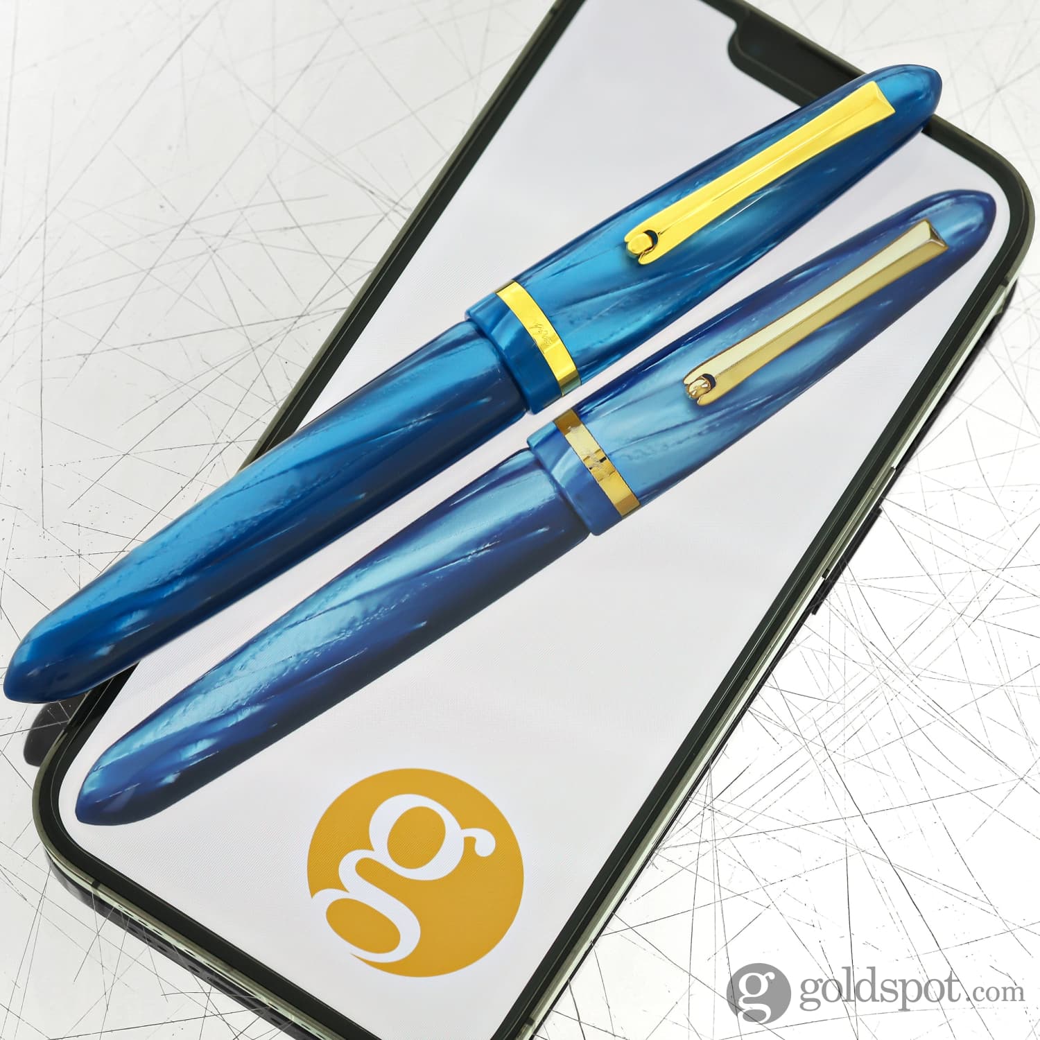 Montegrappa Venetia Fountain Pen in Turquoise Celluloid with 18kt gold nib - Limited Edition - Image 11