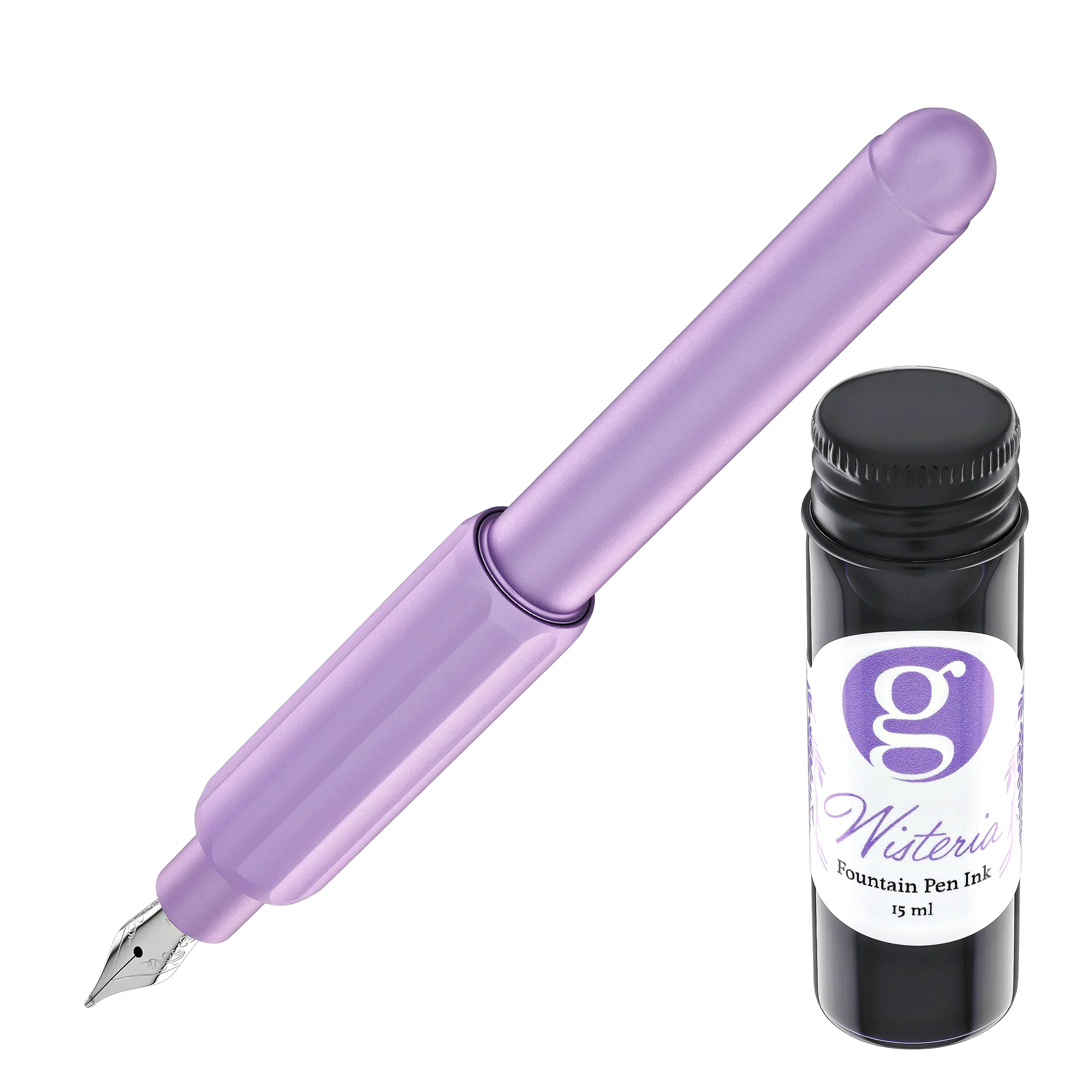 Monteverde Axis Fountain Pen in Wisteria with 15ml Bottled Ink - Image 2