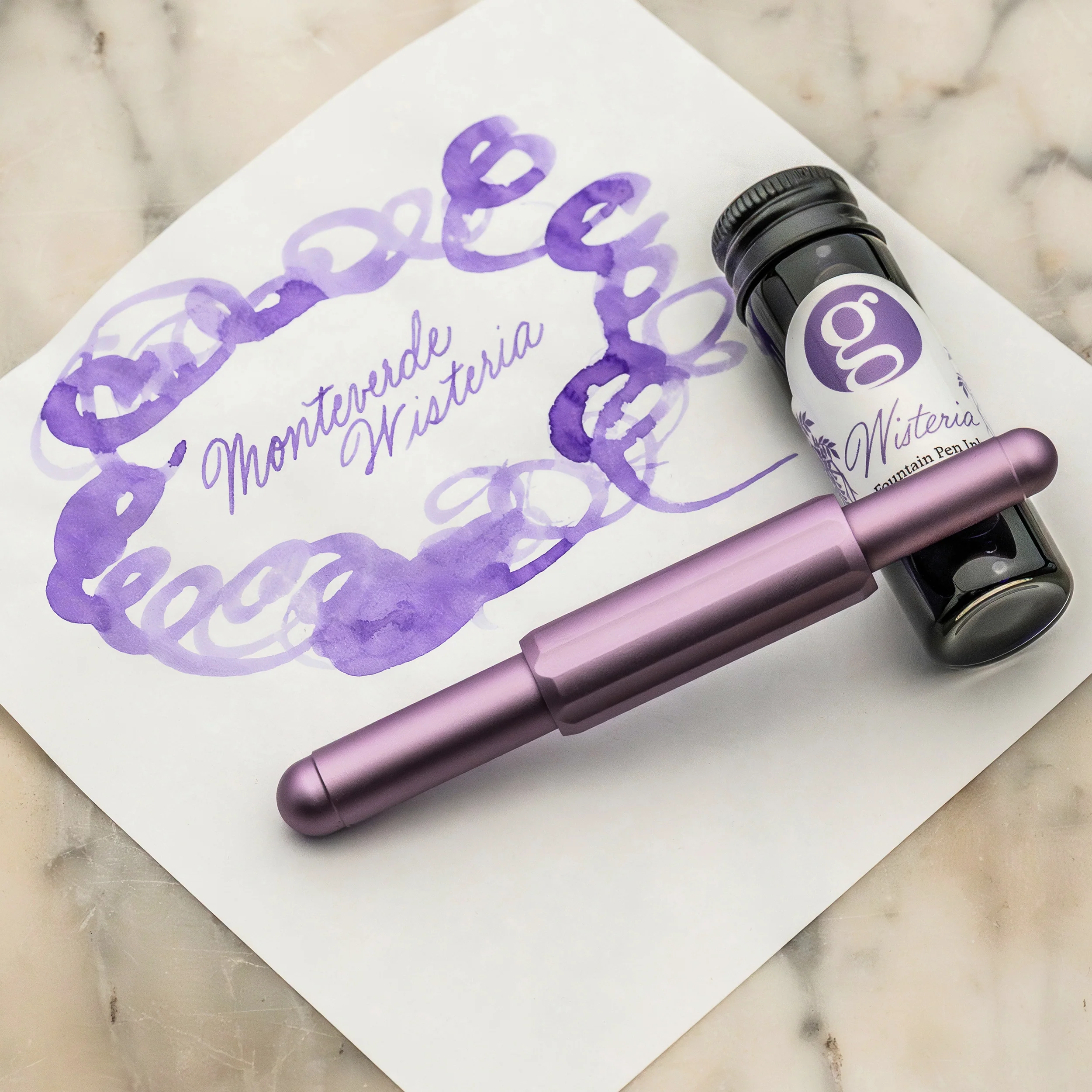 Monteverde Axis Fountain Pen in Wisteria with 15ml Bottled Ink - Image 7