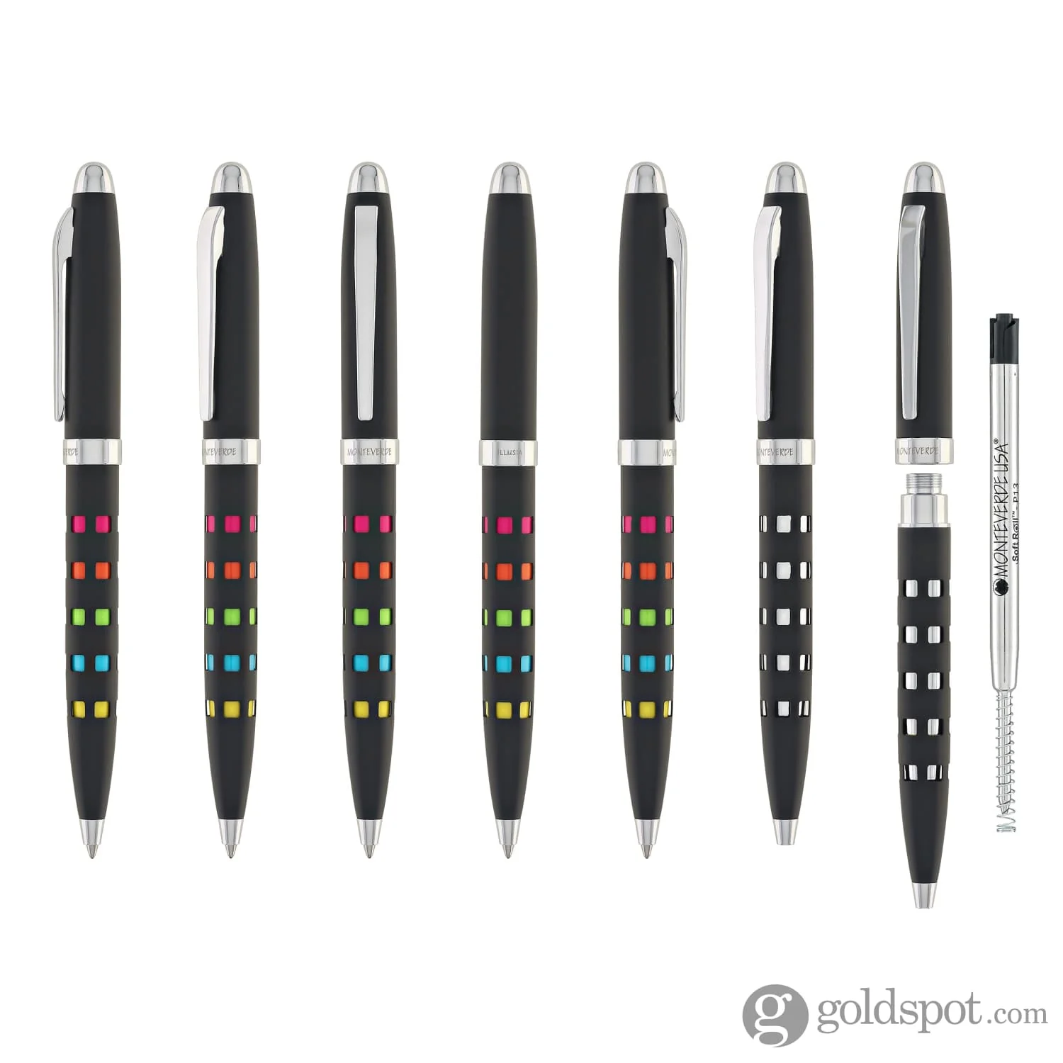 Monteverde Illusia Gel Pen in Square Shapes Black Matte with Chrome Trim - Image 7