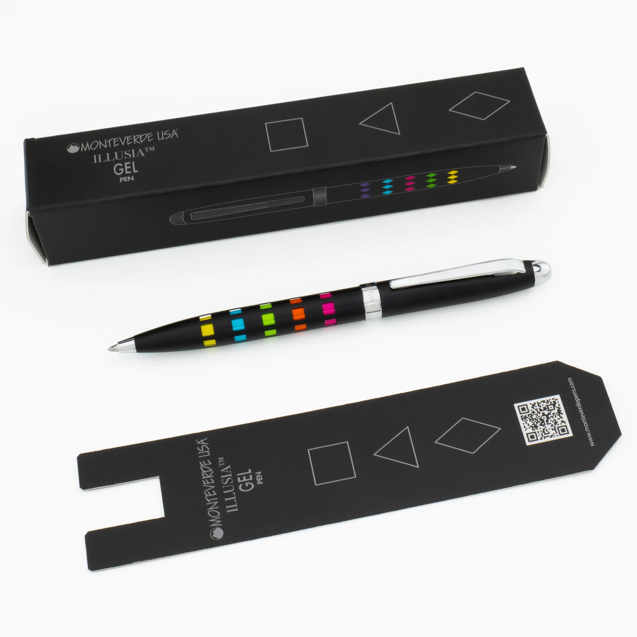 Monteverde Illusia Gel Pen in Square Shapes Black Matte with Chrome Trim - Image 9