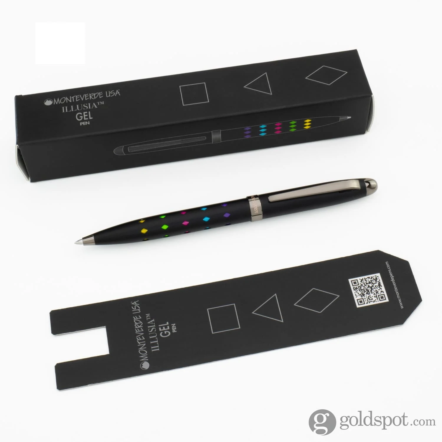 Monteverde Illusia Gel Pen in Diamond Shapes Black Matte with Gunmetal Trim - Image 9
