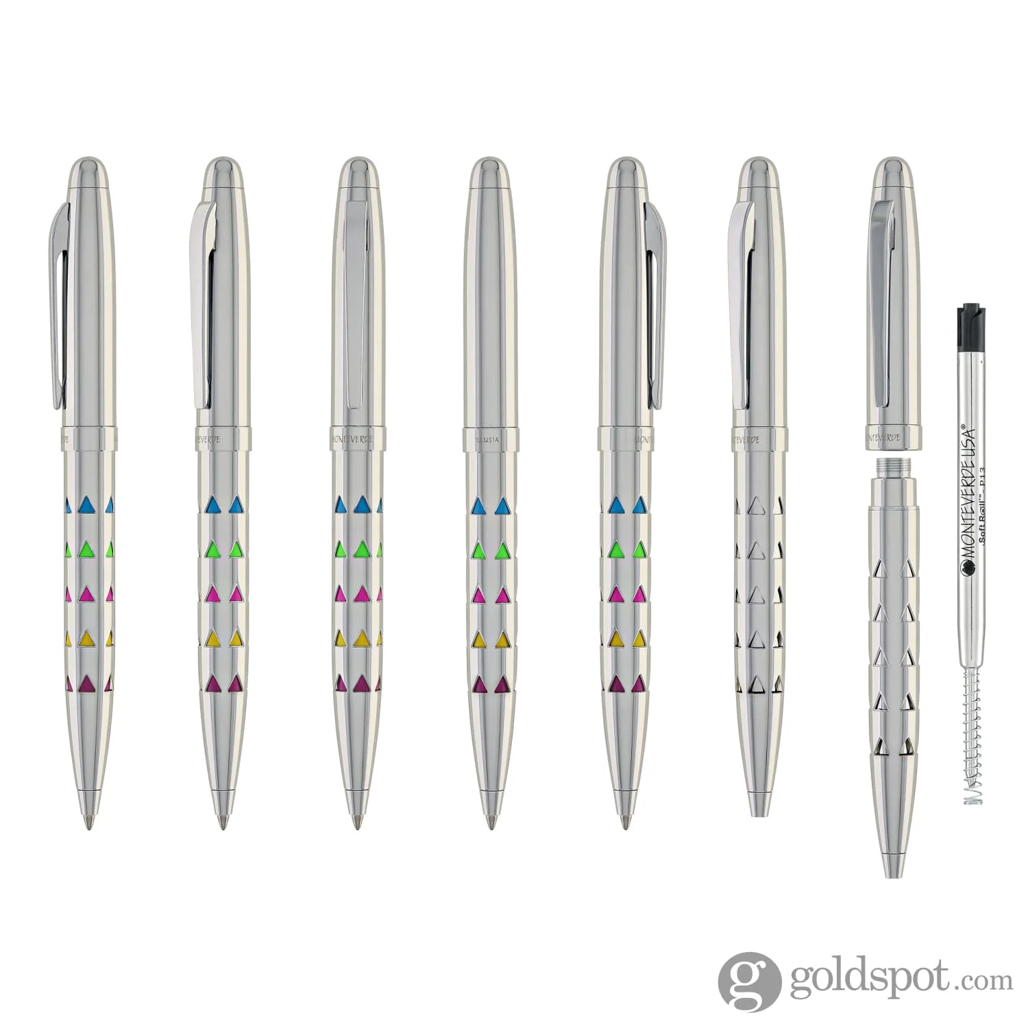 Monteverde Illusia Gel Pen in Triangle Shapes Chrome with Chrome Trim - Image 7