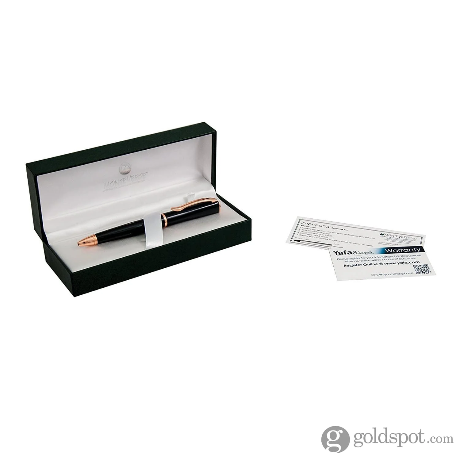 Monteverde Impressa Ballpoint Pen in Black with Rose Gold Trim - Image 6