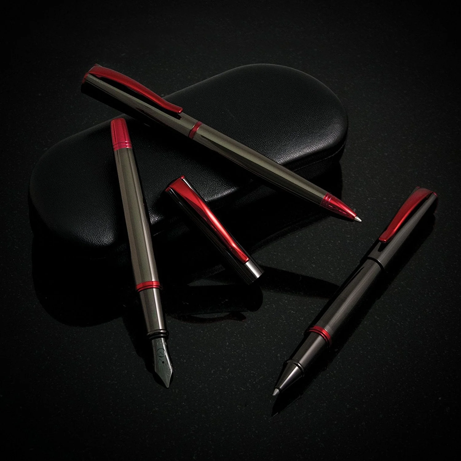 Monteverde Impressa Rollerball Pen in Gunmetal with Red Trim - Image 10