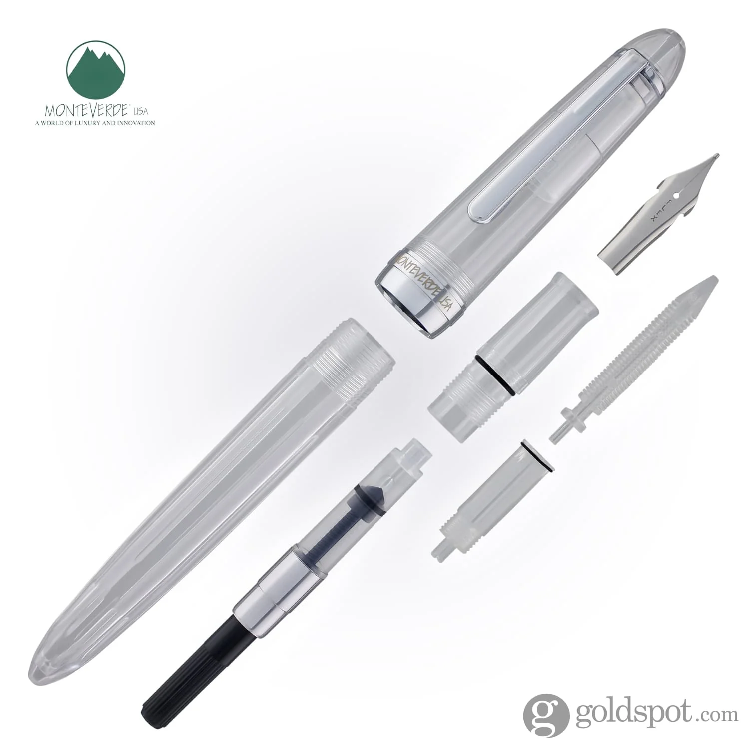 Monteverde Monza ID Fountain Pen in Clear - Flex Nib - Image 9