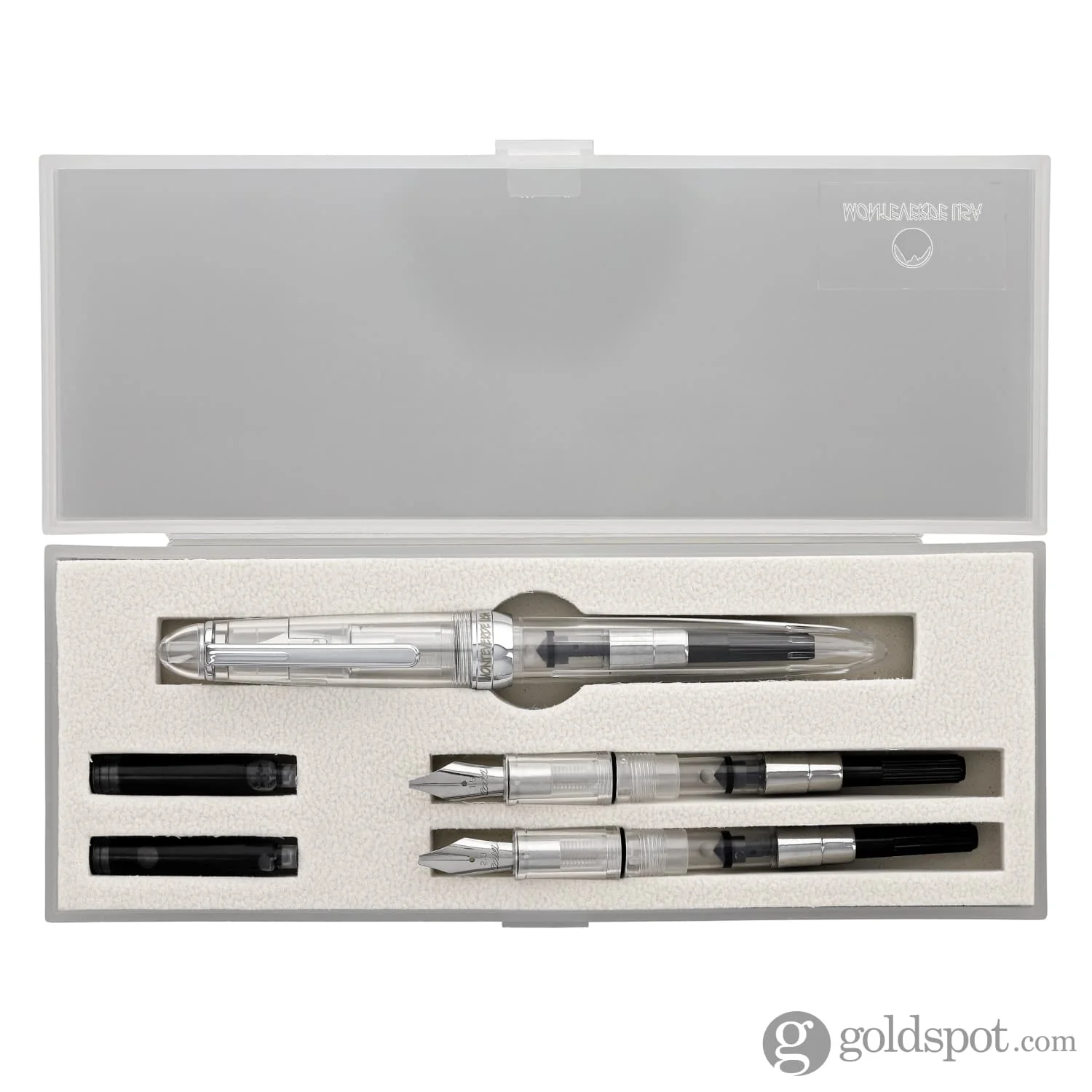 Monteverde Monza ID Fountain Pen in Crystal Clear - Calligraphy Set - Image 2