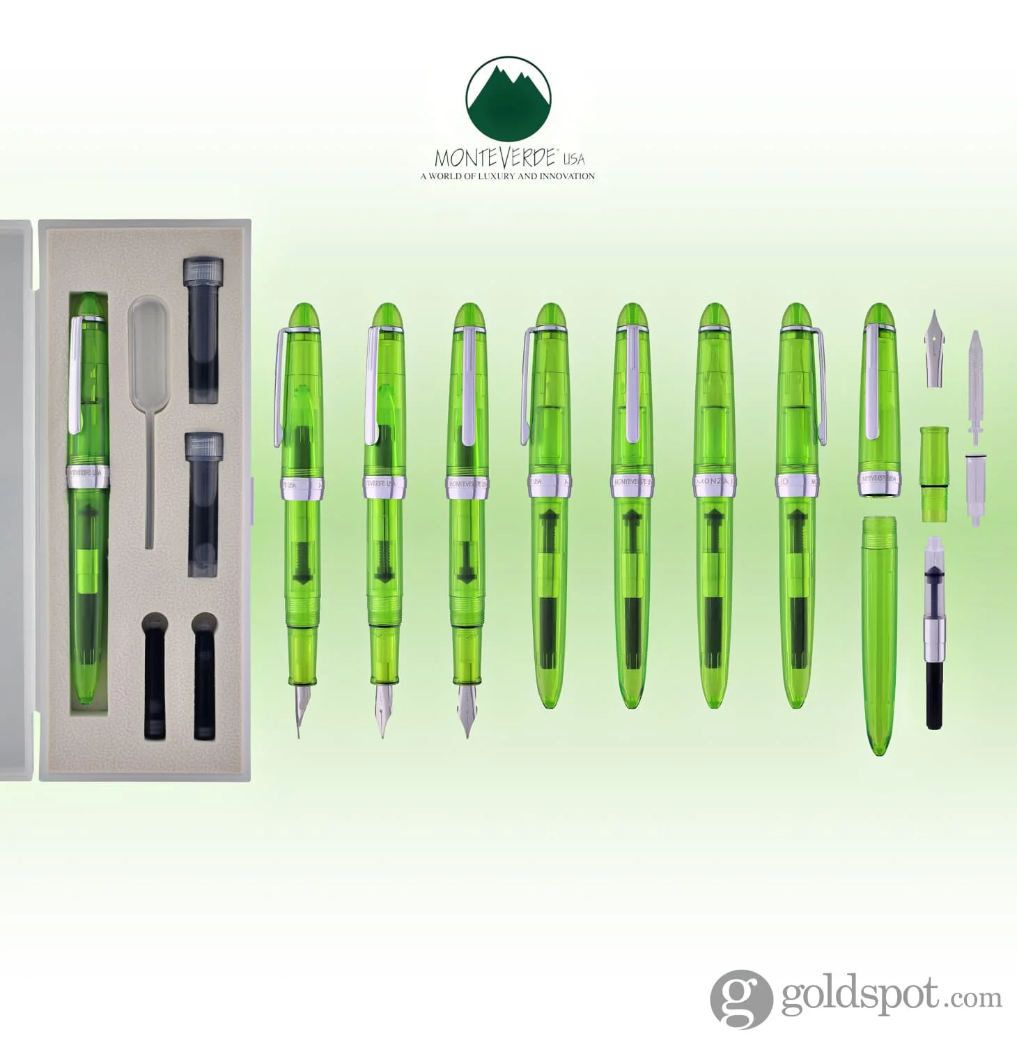 Monteverde Monza ID Fountain Pen in Green - Flex Nib - Image 10