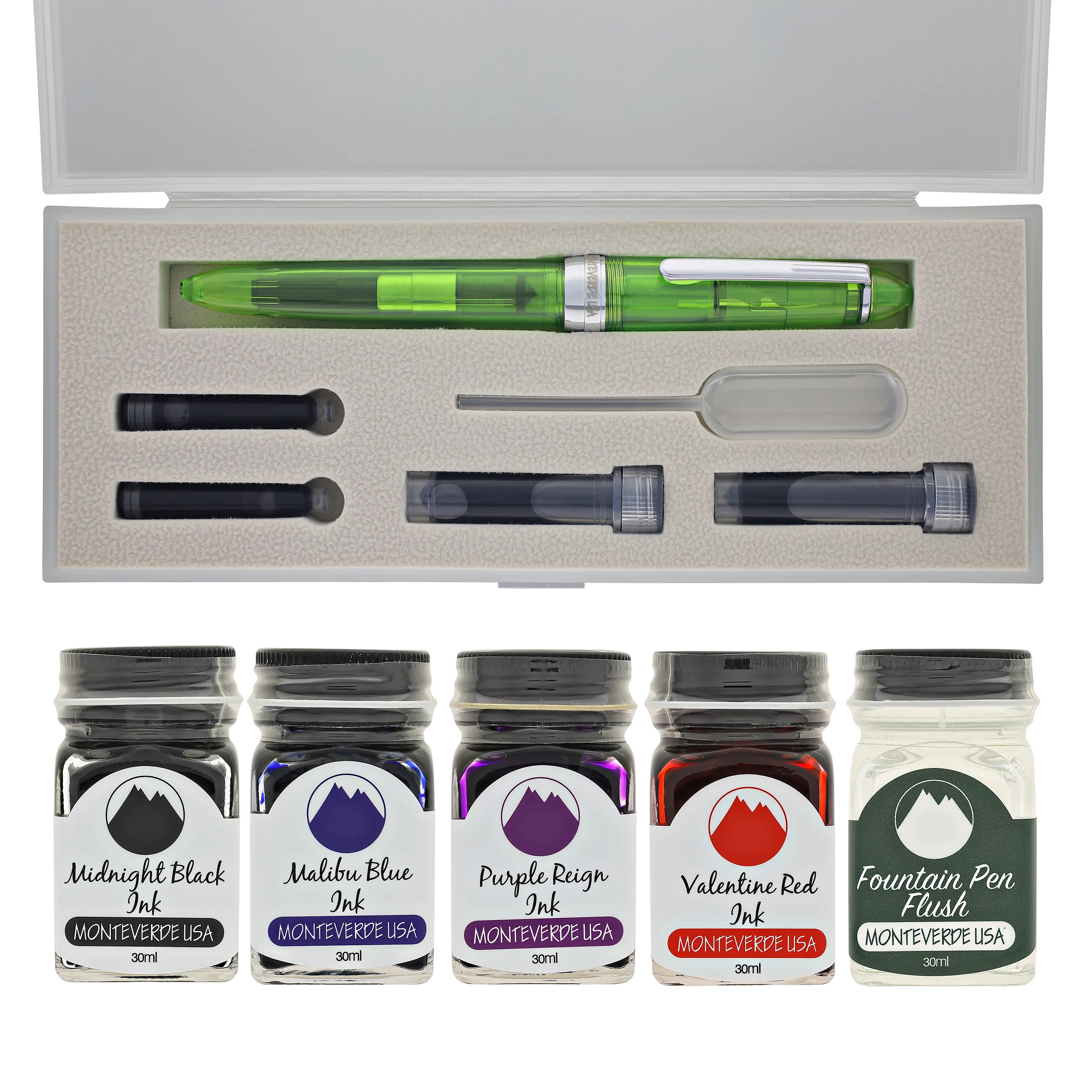 Monteverde Monza ID Fountain Pen Set in Green - Flex Nib - Image 2