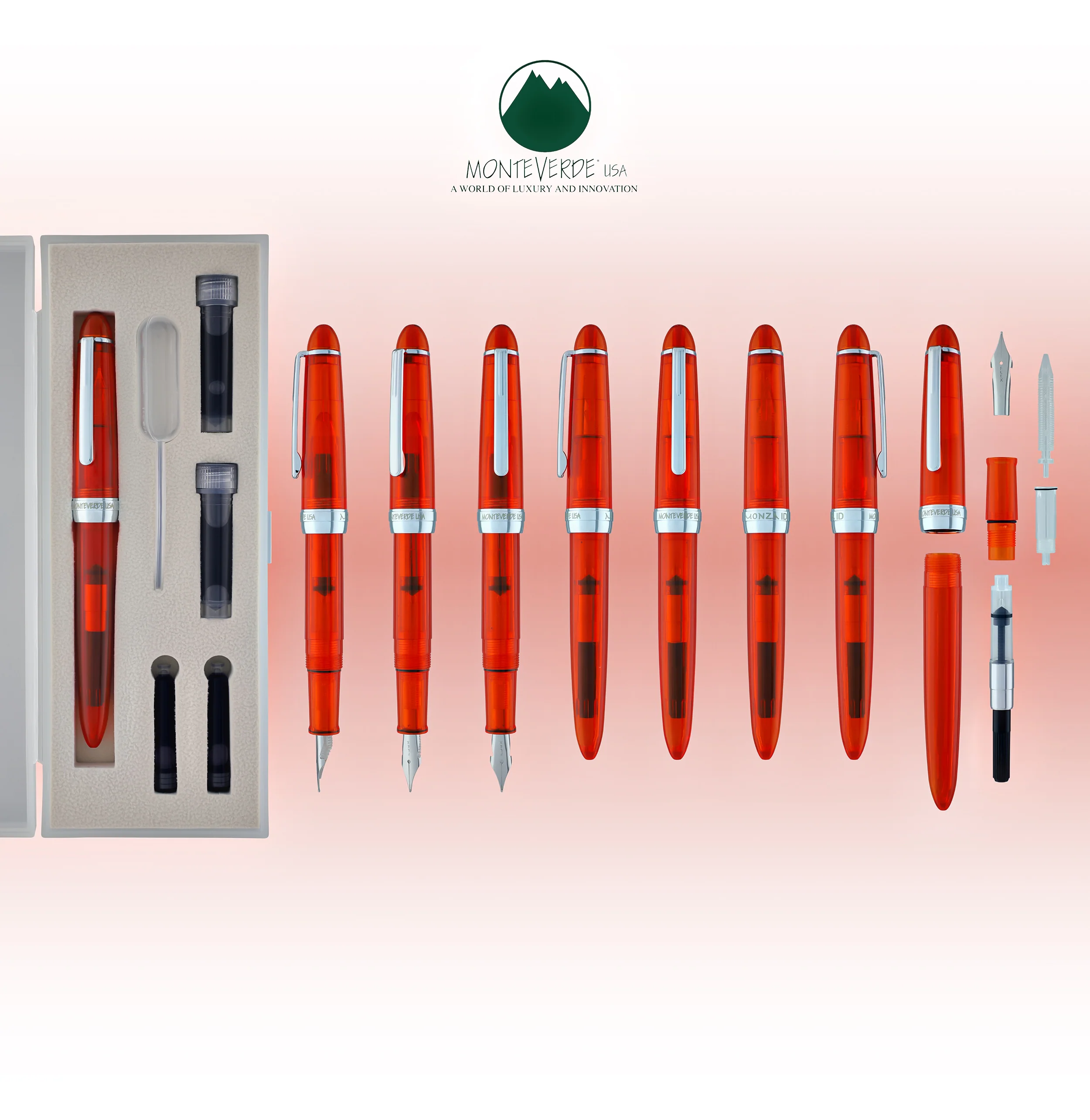 Monteverde Monza ID Fountain Pen in Orange - Flex Nib - Image 10