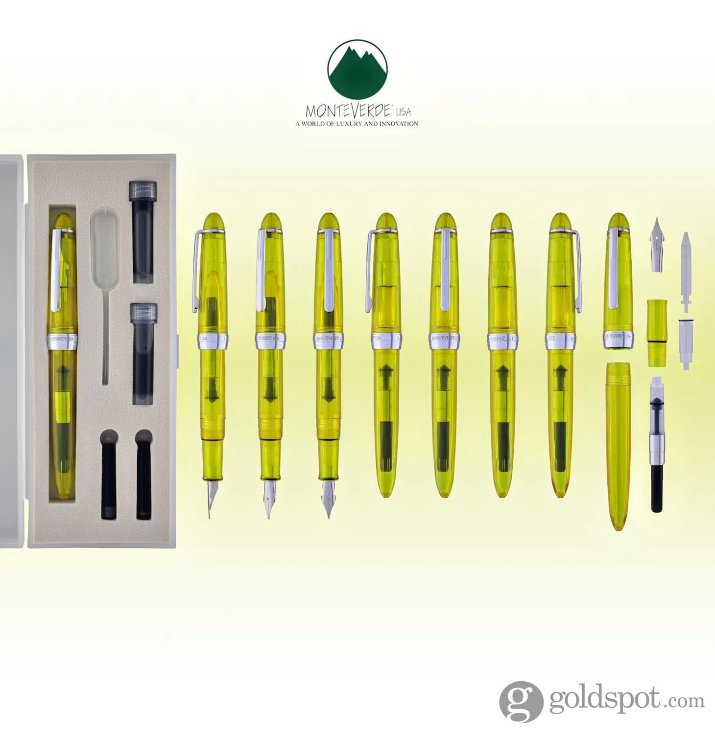 Monteverde Monza ID Fountain Pen in Yellow - Flex Nib - Image 10