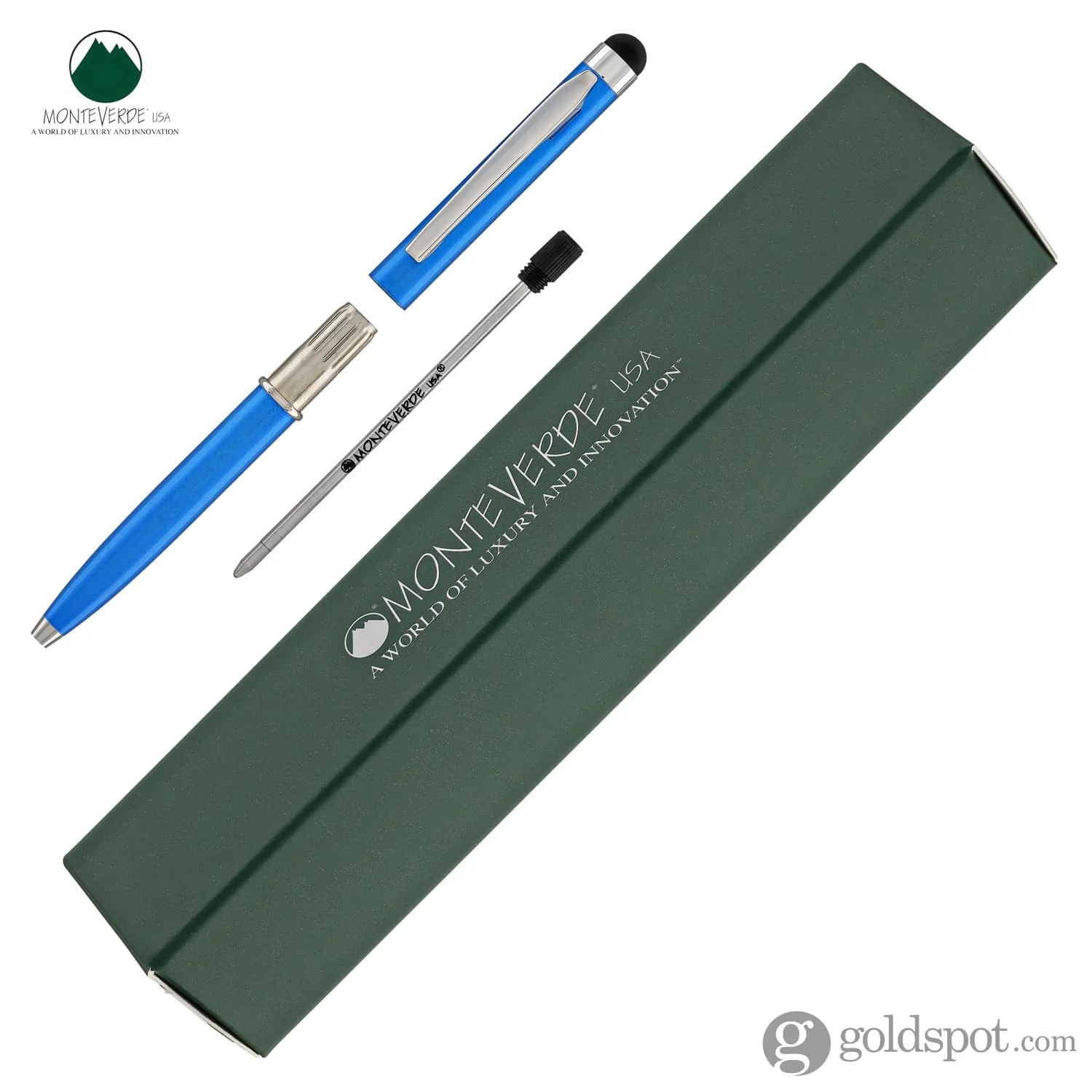 Monteverde Poquito Stylus Ballpoint Pen in Cobalt Blue with Chrome Trim - Image 5
