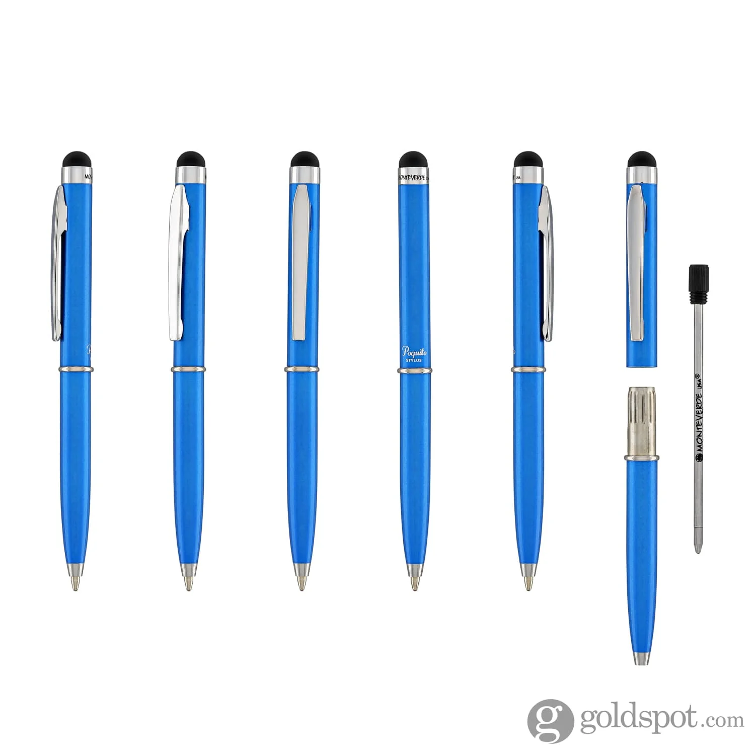 Monteverde Poquito Stylus Ballpoint Pen in Cobalt Blue with Chrome Trim - Image 6