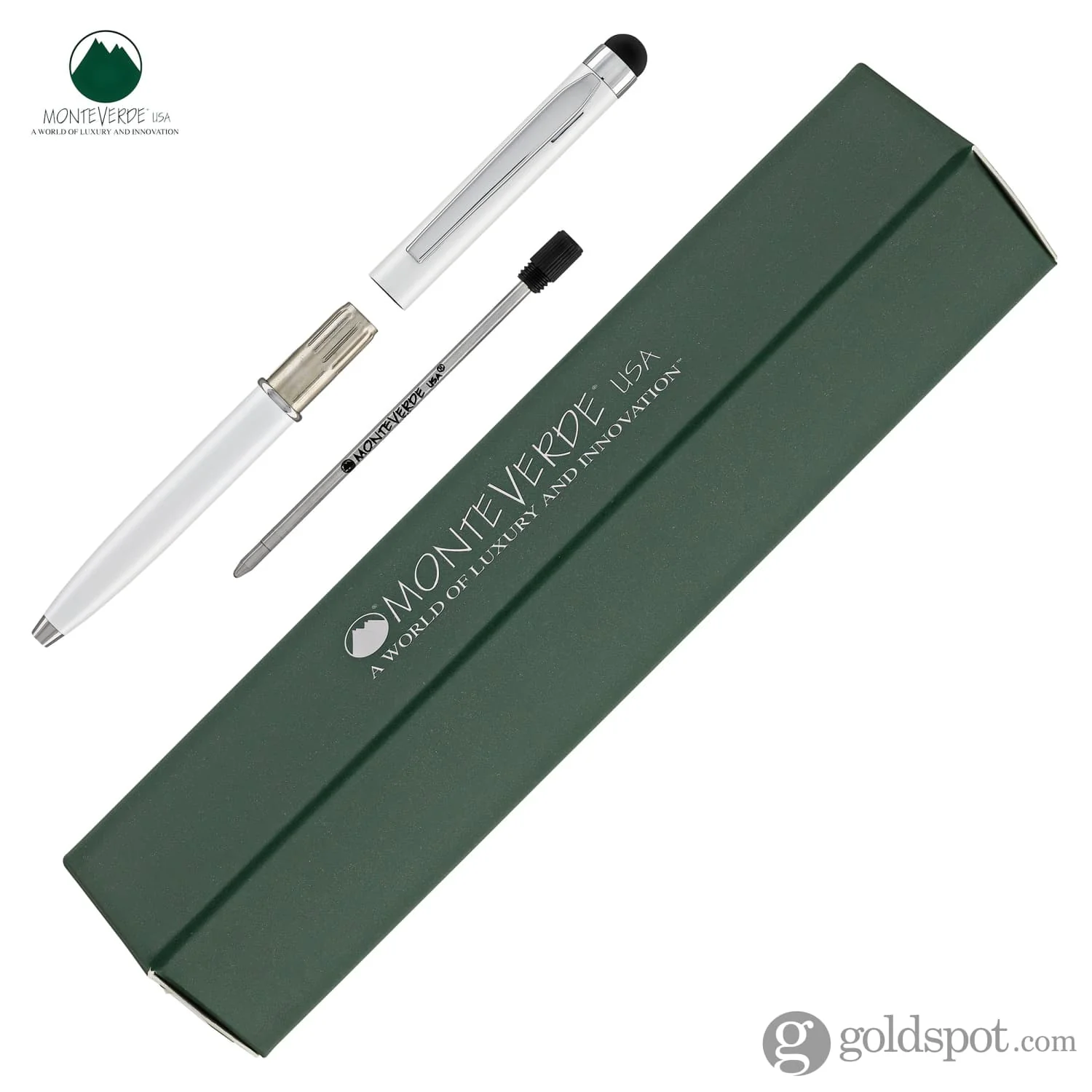 Monteverde Poquito Stylus Ballpoint Pen in Pearl White with Chrome Trim - Image 5