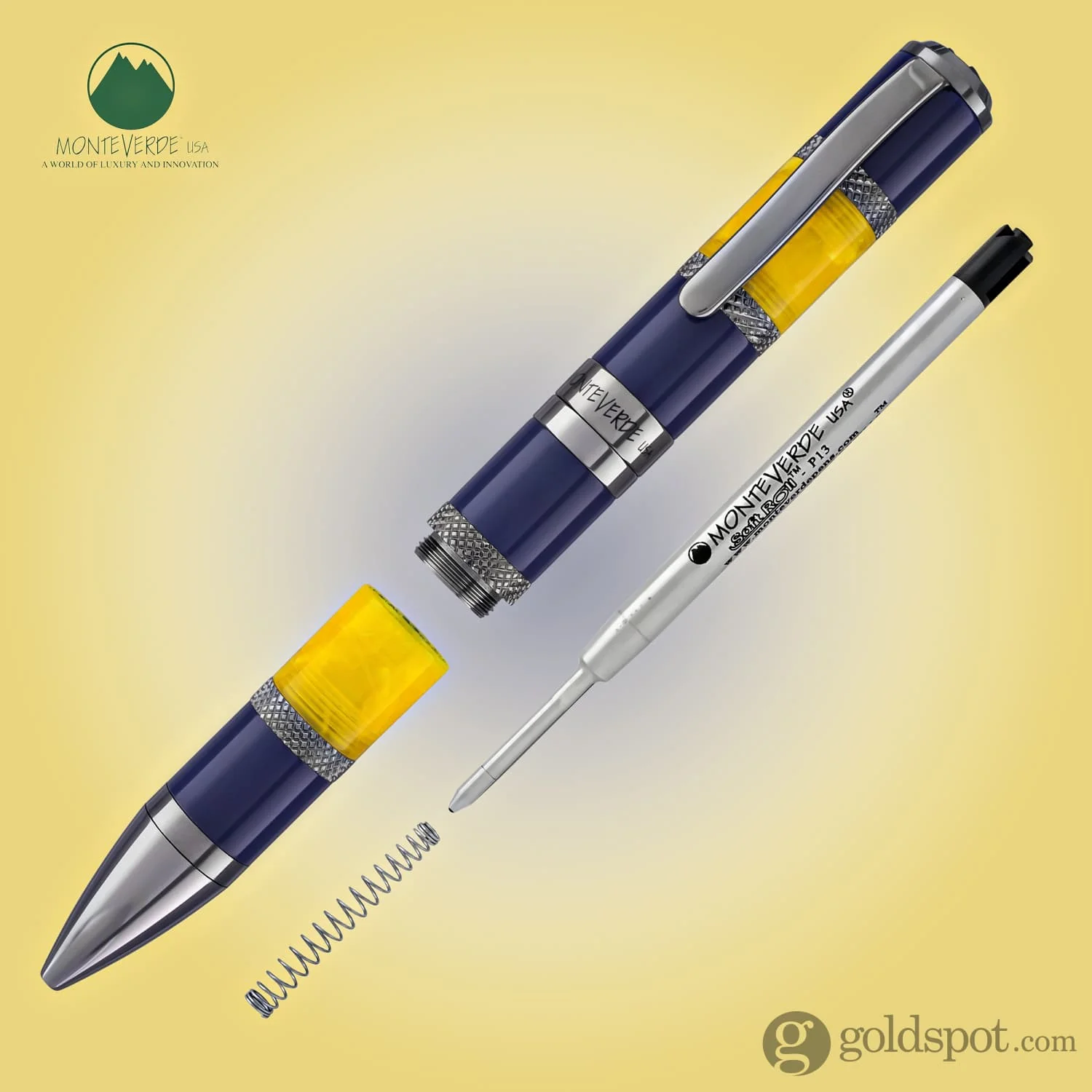 Monteverde Regatta Sport Ballpoint Pen in Blue/Yellow - Image 6