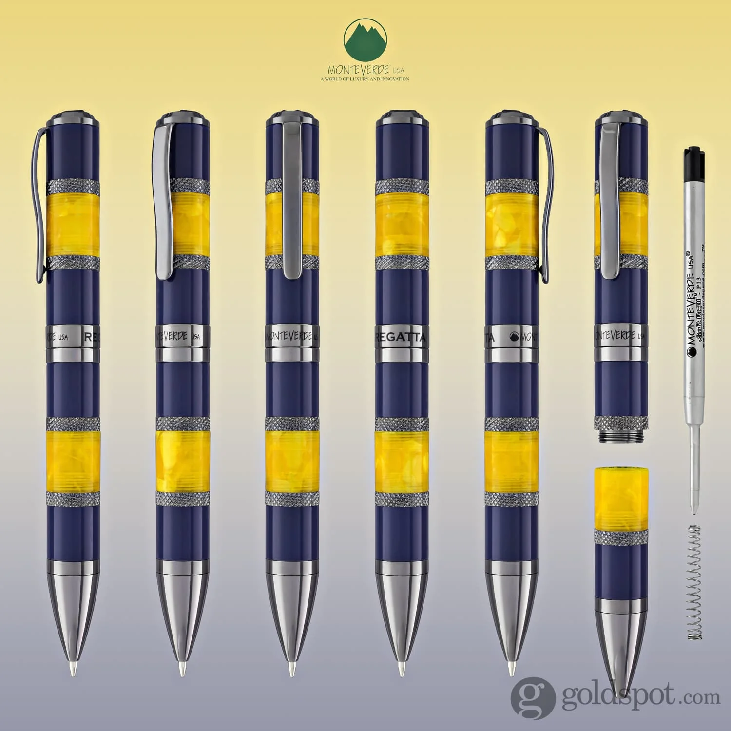 Monteverde Regatta Sport Ballpoint Pen in Blue/Yellow - Image 7