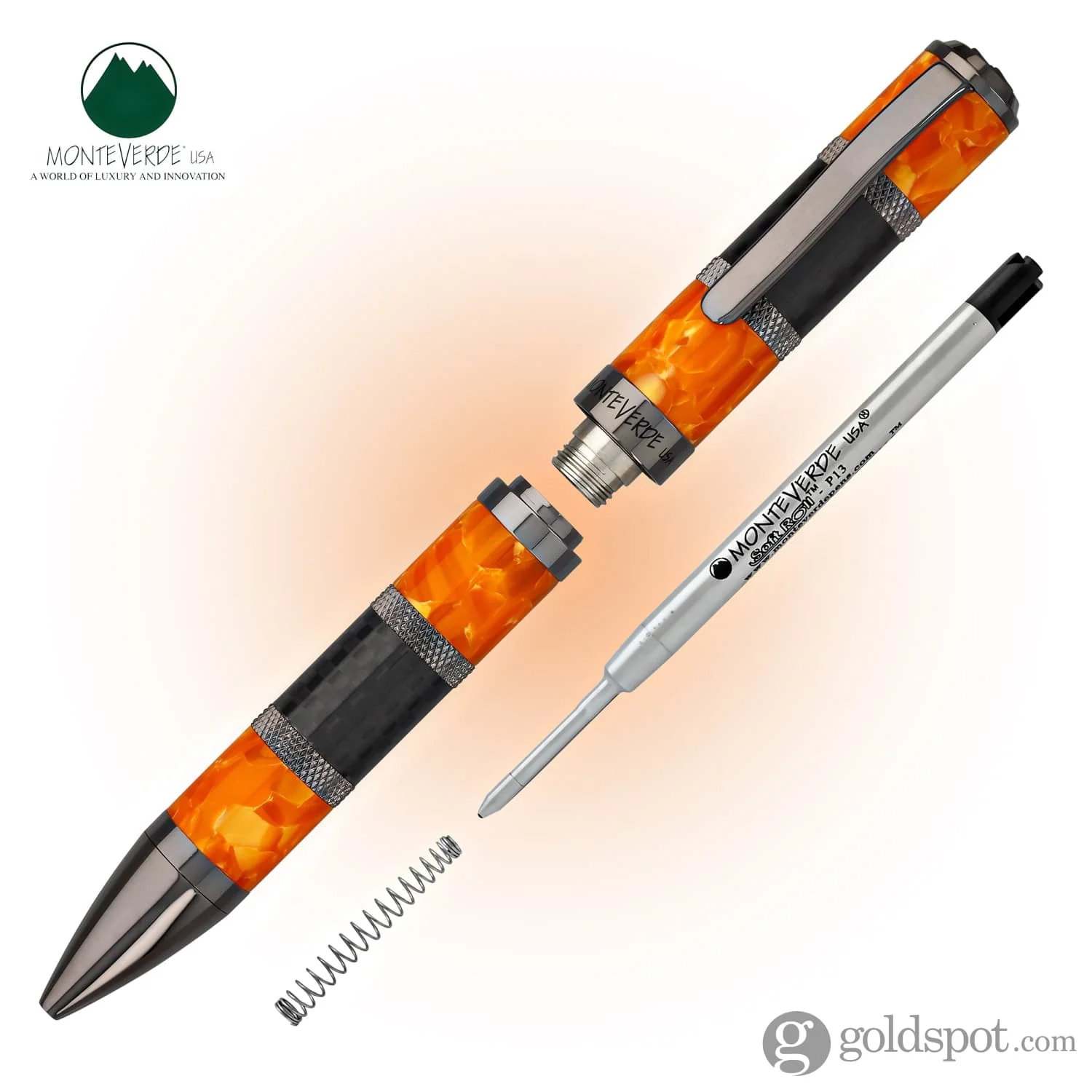 Monteverde Regatta Sport Ballpoint Pen in Orange/Carbon Fiber - Image 6