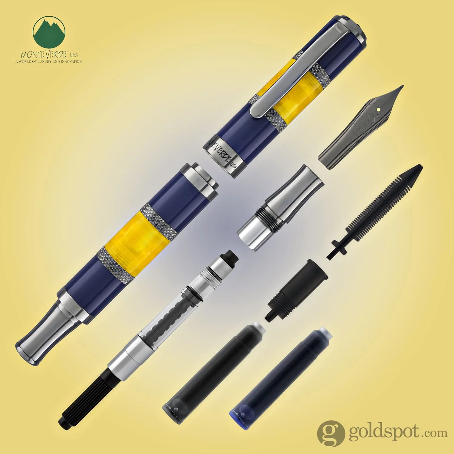 Monteverde Regatta Sport Fountain Pen in Blue/Yellow - Image 7