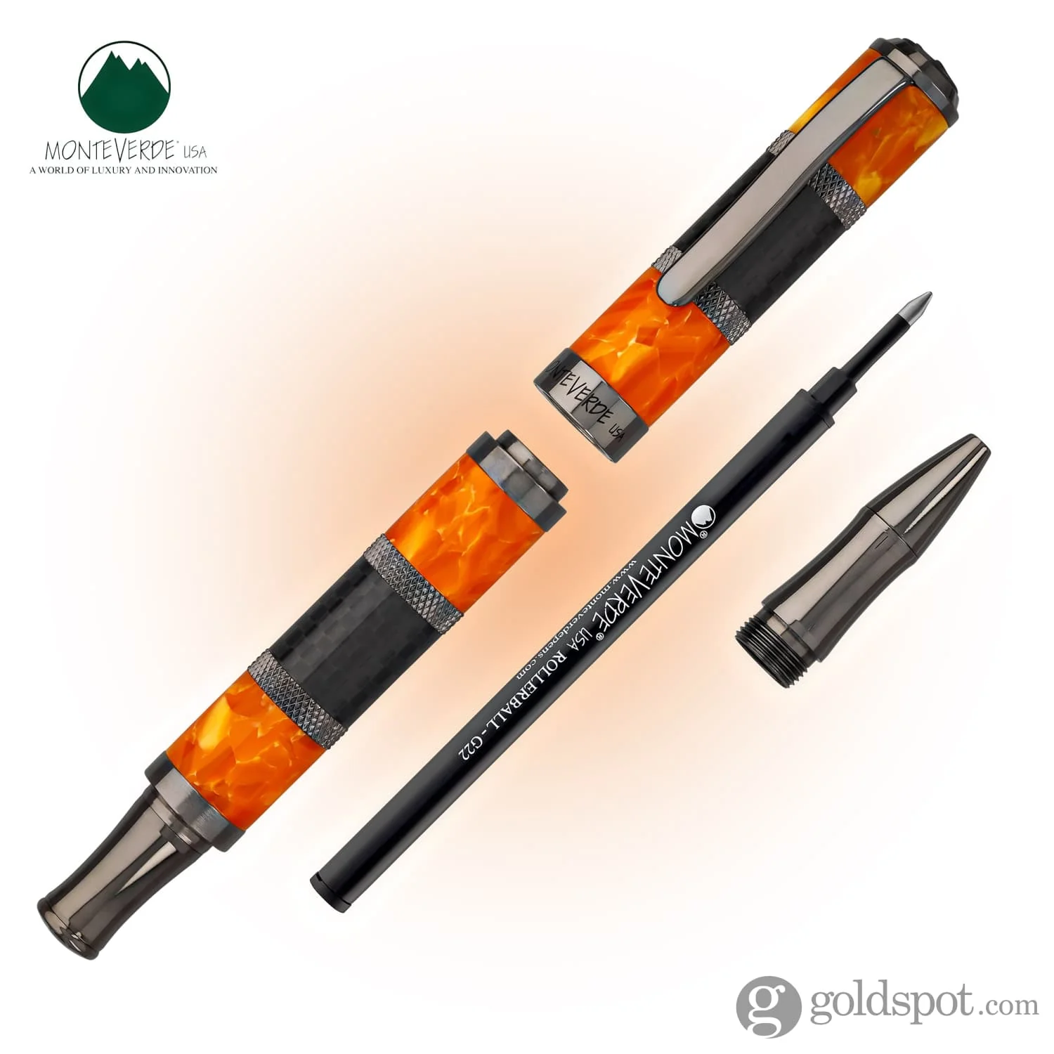 Monteverde Regatta Sport Rollerball Pen in Orange/Carbon Fiber - Image 7