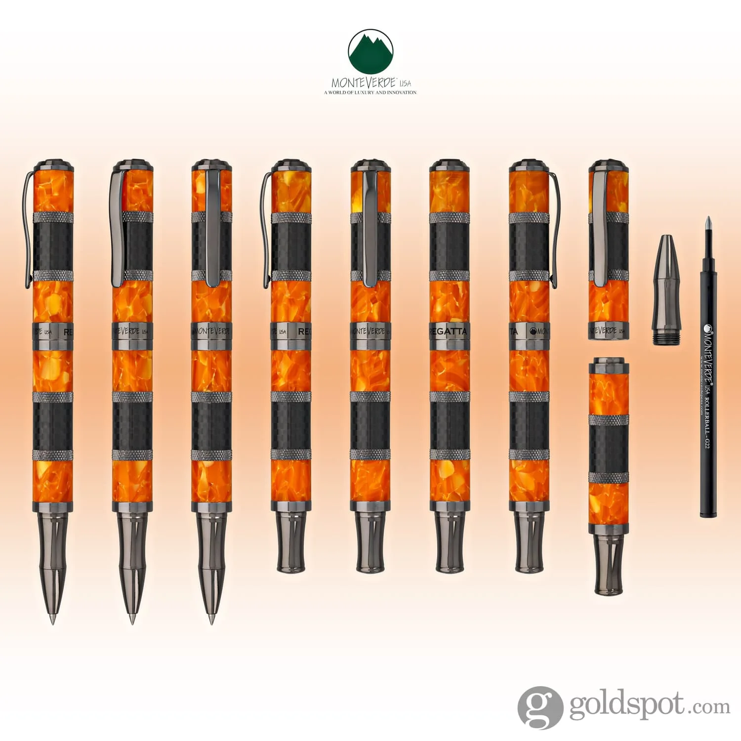 Monteverde Regatta Sport Rollerball Pen in Orange/Carbon Fiber - Image 8