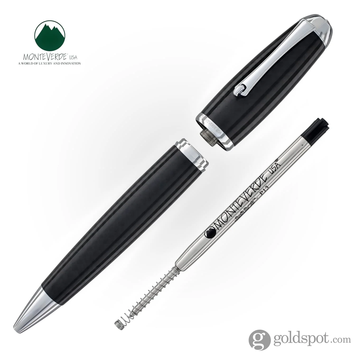 Monteverde Super Mega Ballpoint Pen in Carbon Fiber with Chrome Trim - Image 6