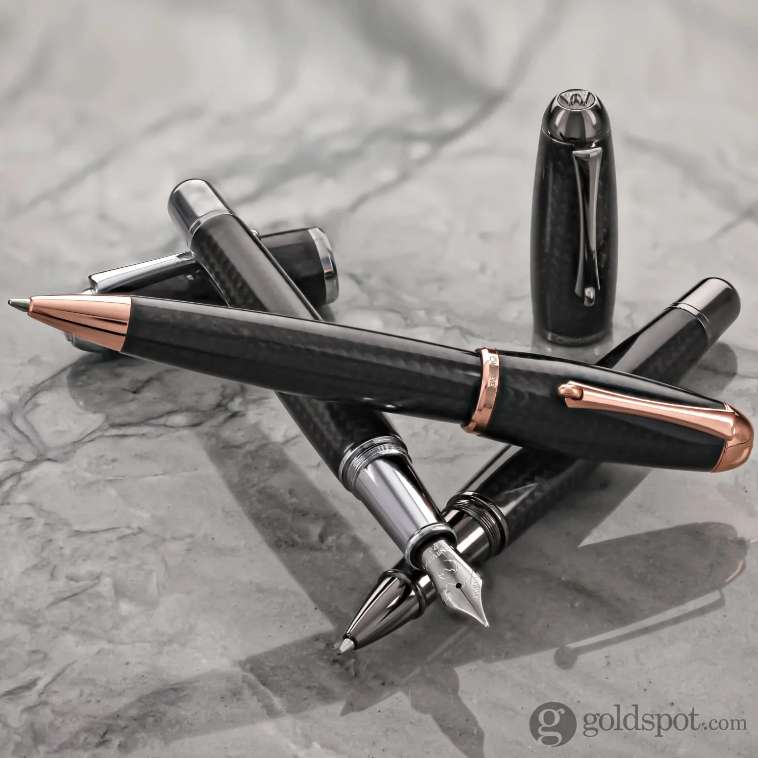 Monteverde Super Mega Fountain Pen in Carbon Fiber with Chrome Trim - Image 11