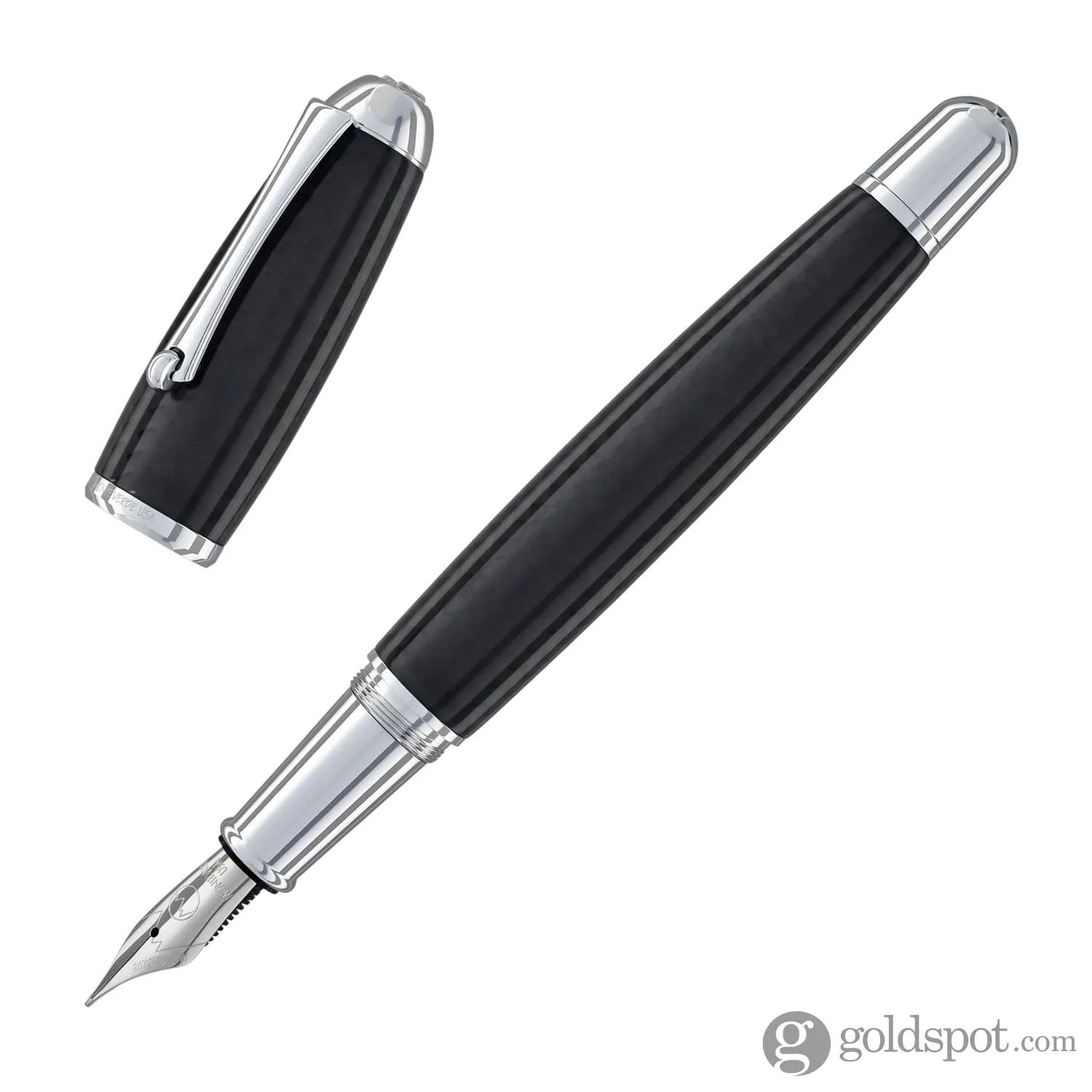 Monteverde Super Mega Fountain Pen in Carbon Fiber with Chrome Trim - Image 2