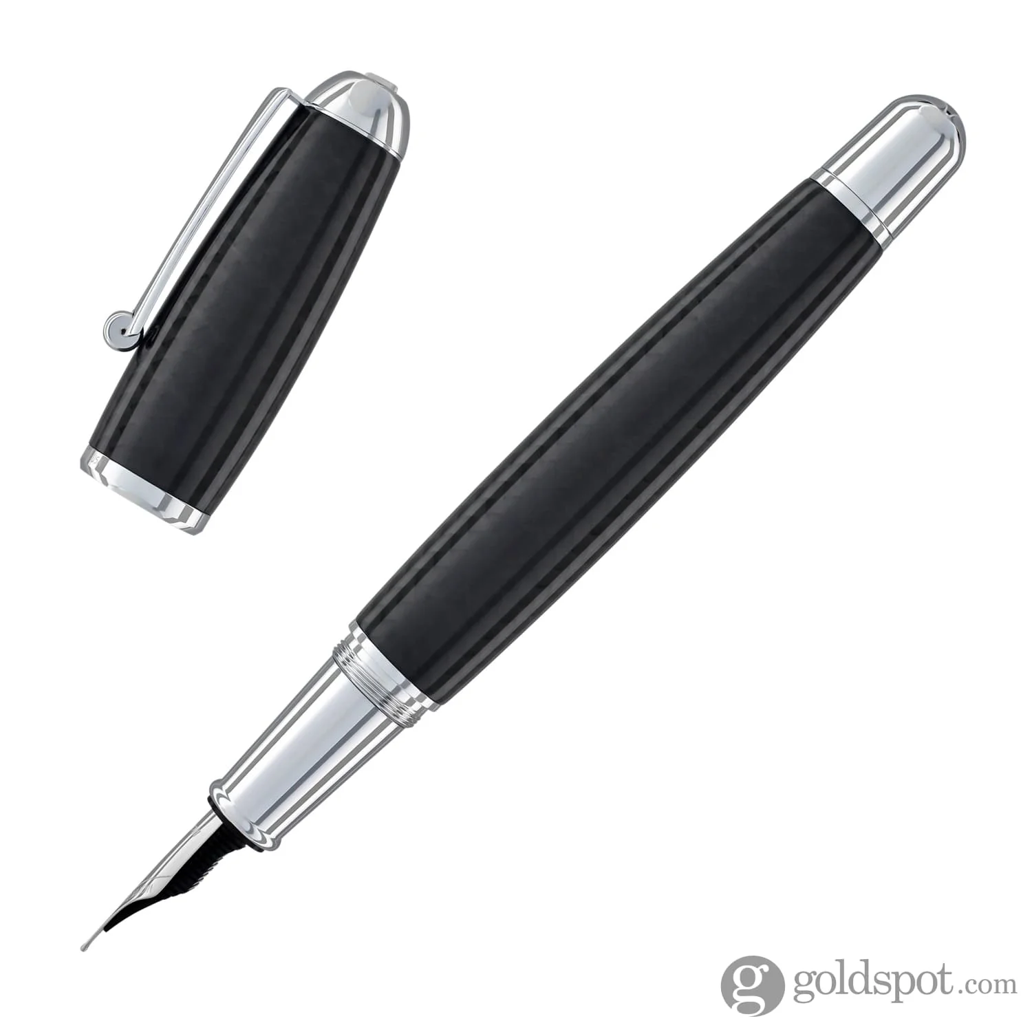 Monteverde Super Mega Fountain Pen in Carbon Fiber with Chrome Trim - Image 3